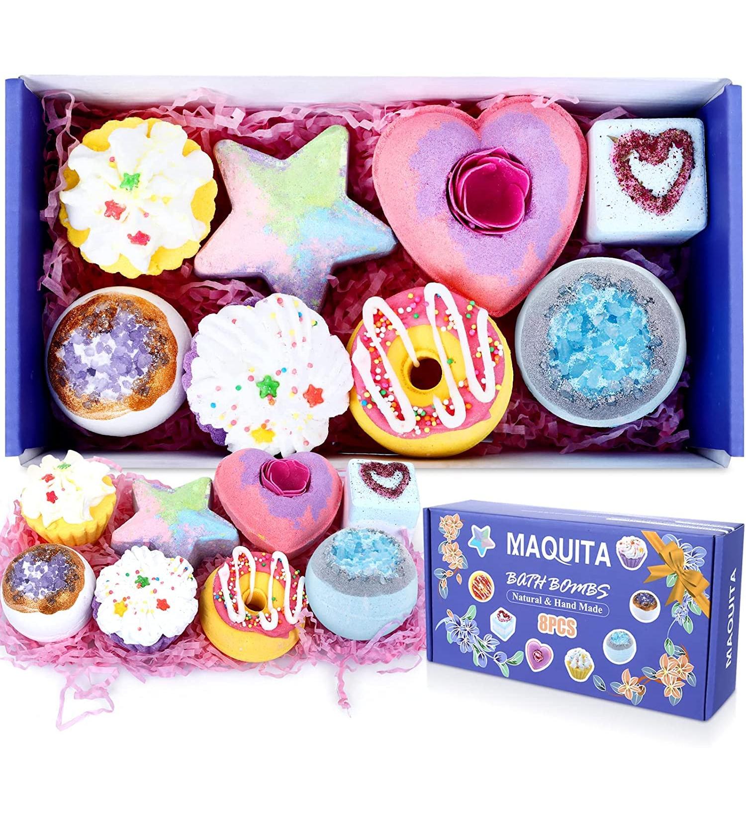MAQUITA 8Pcs Shower Bath Bombs - Aromatherapy Stress Relief Spa Gift for Women & Girls | Perfect for Mother's Day, Birthday & Christmas - Buy Online on SooperMarket.com