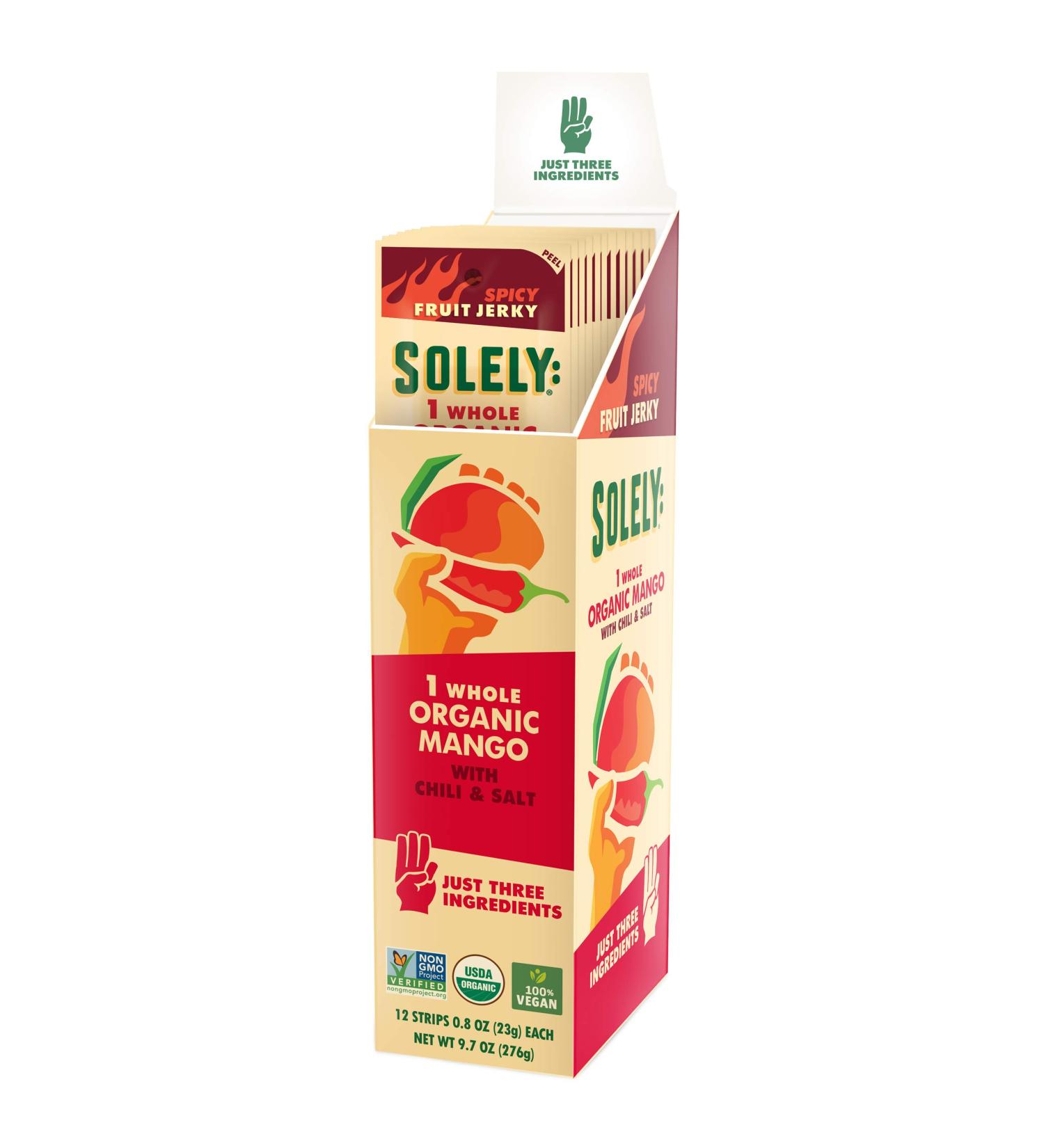 SOLELY Organic Mango Chili Salt Fruit Jerky 12 Strips | Vegan Non-GMO Gluten-Free - Buy Online on SooperMarket.com