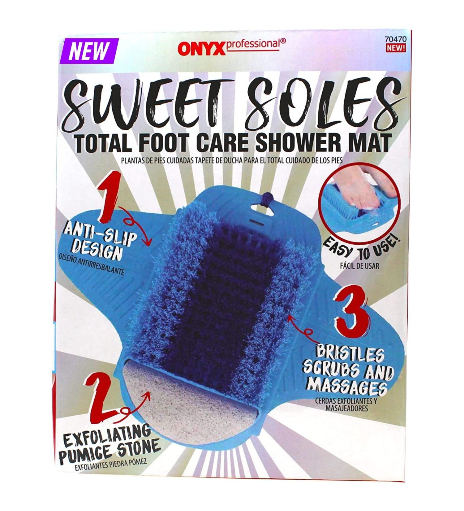 Pumice Stone Foot Scrubber Shower Mat - Anti-Slip Design for Foot Care | Exfoliate Dead Skin & Calluses for Baby Soft Feet - Onyx Professional - Buy Online on SooperMarket.com