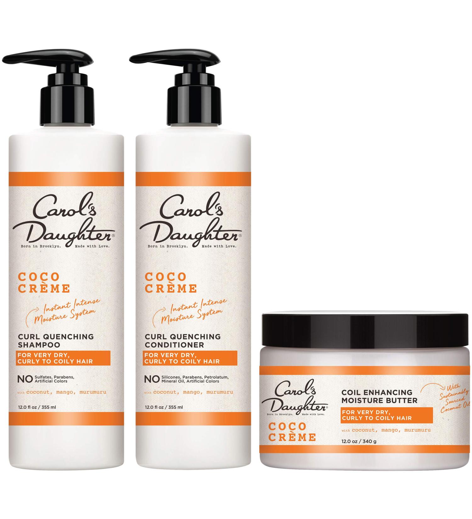 Carol's Daughter Coco Creme Curly Hair Gift Set with Sulfate-Free Shampoo, Conditioner, and Hair Butter - Coconut Oil and Mango Butter for Very Dry Curls - Buy Online on SooperMarket.com