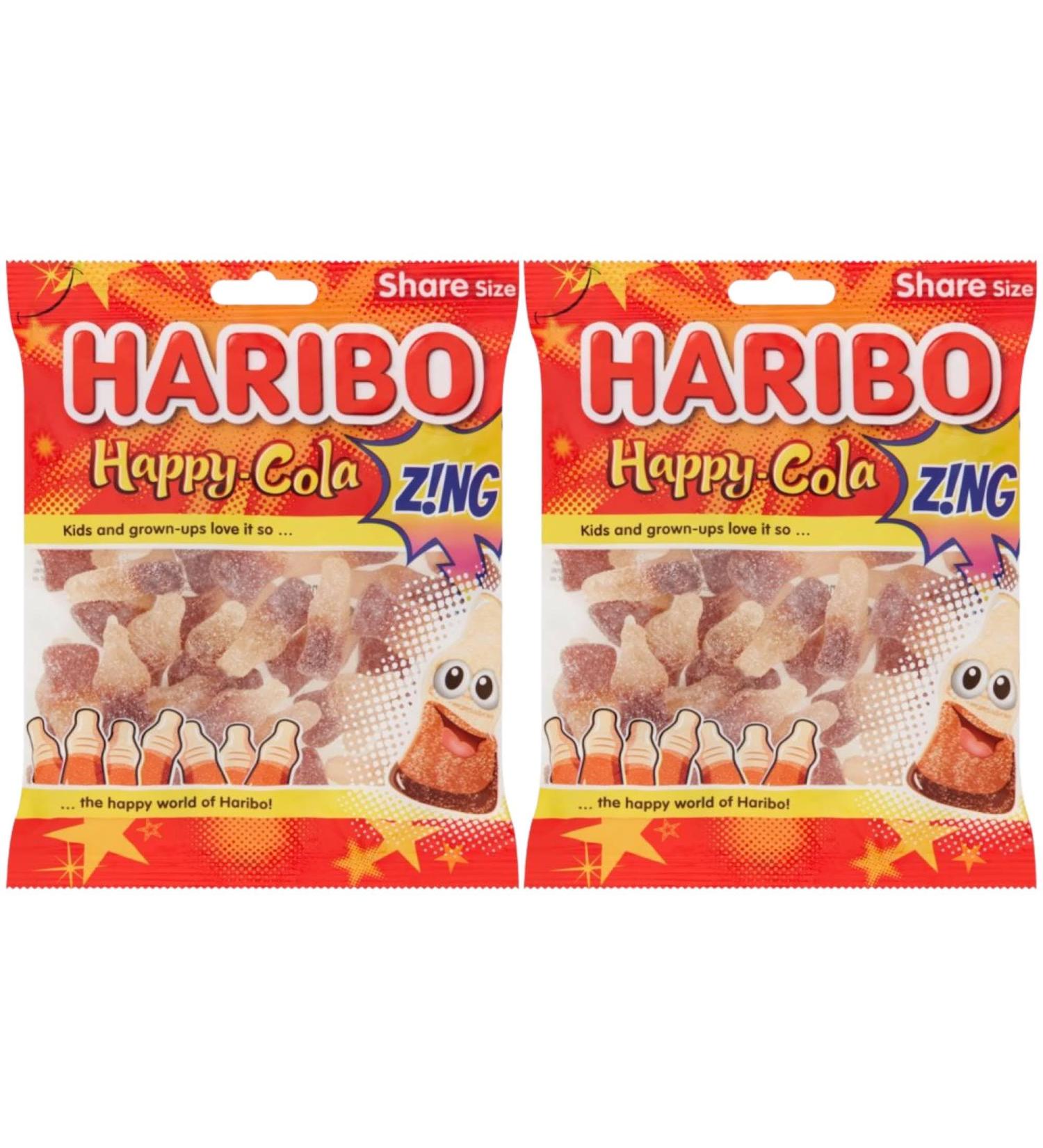 Happy Cola Bottles Zing Fizzy Gummy Sugar Coated Sweets 160g - 2x Share Bags - Buy Online on SooperMarket.com
