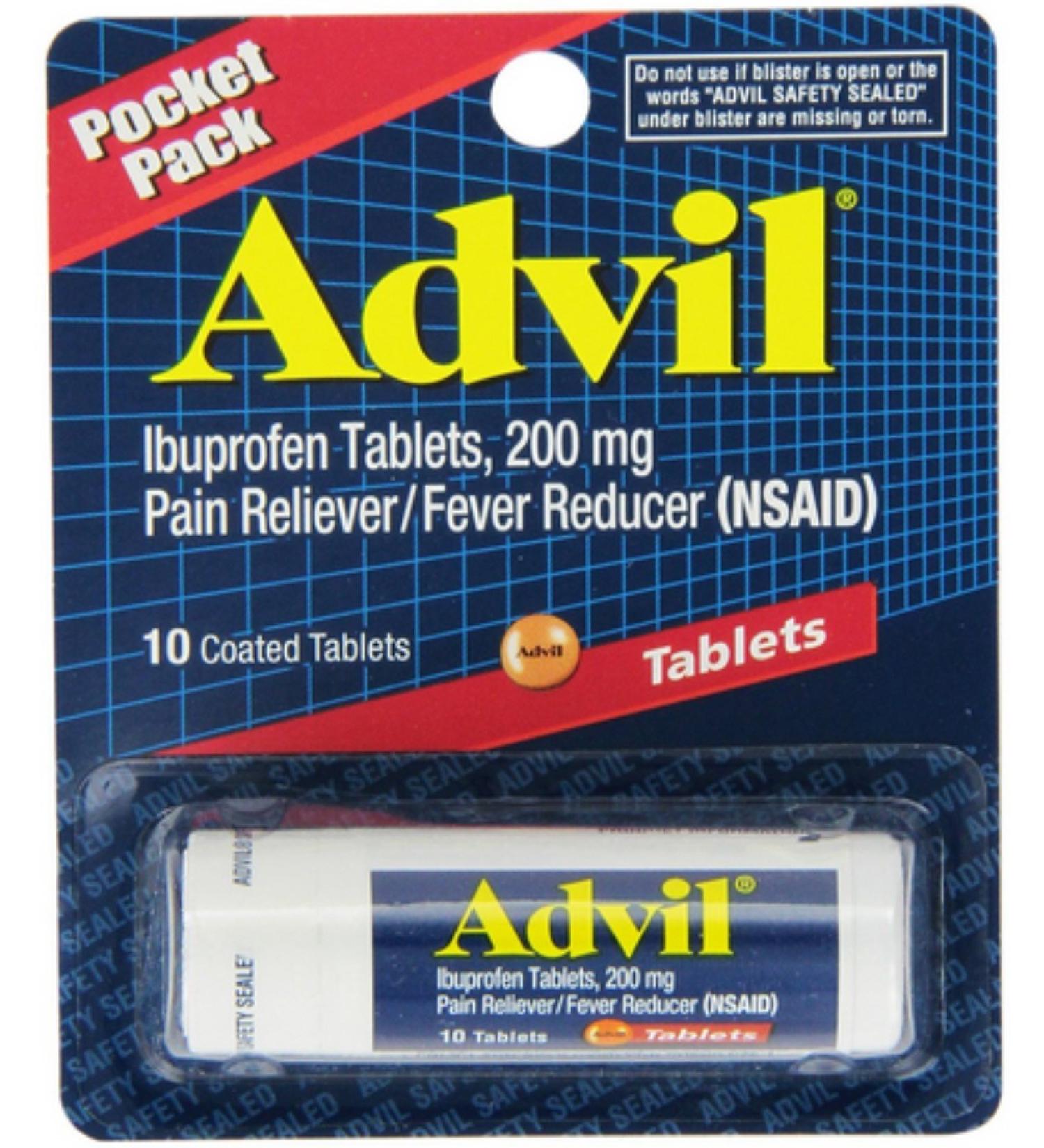 Advil Pain Reliever and Fever Reducer Pain Relief Medicine with Ibuprofen 200mg for Headache Backache Menstrual Pain and Joint Pain Relief - 10 Coated Tablets