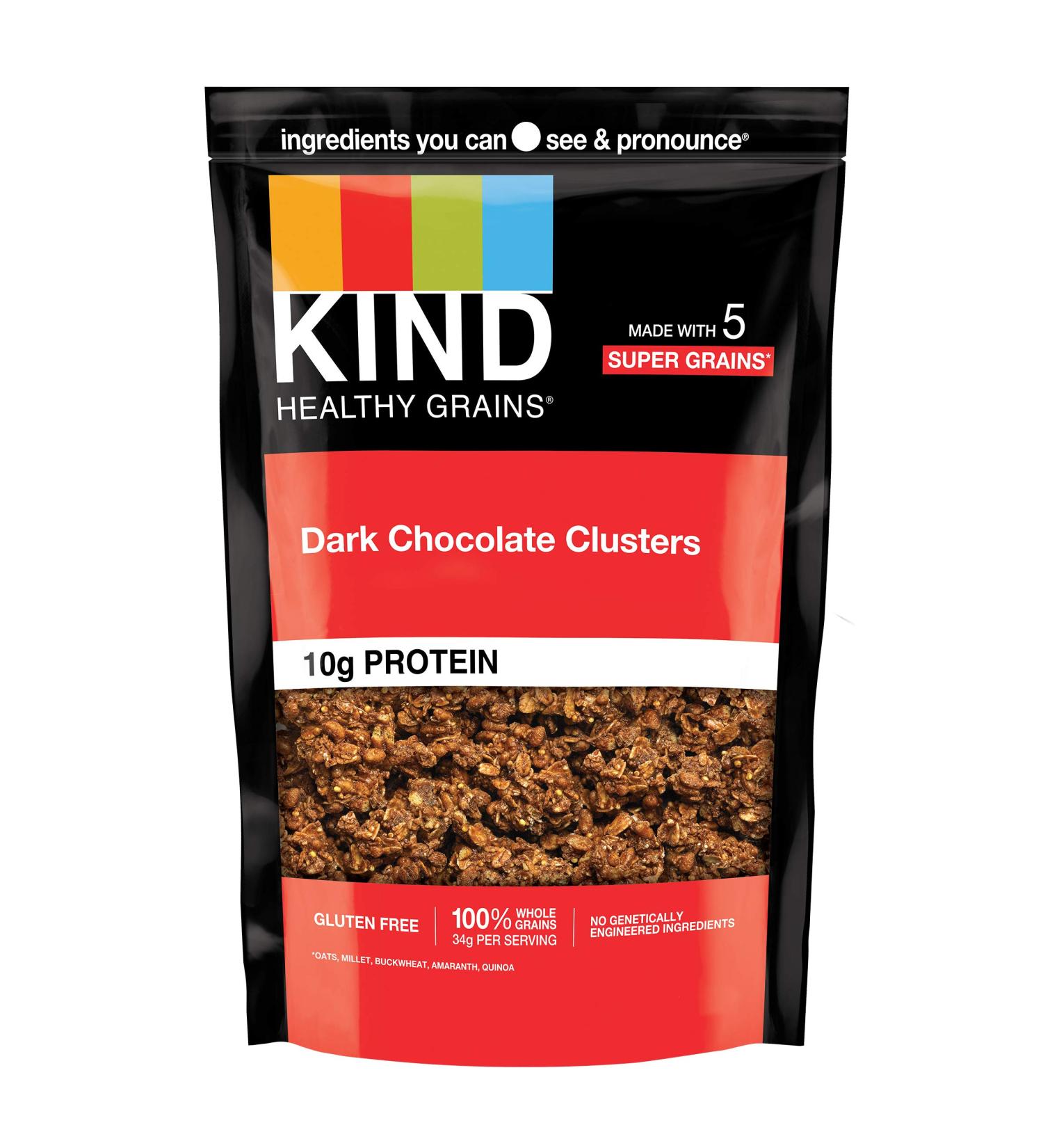 KIND Healthy Grains Clusters Dark Chocolate Granola 11oz - Pack of 6 (Gluten Free, 10g Protein) - Buy Online on SooperMarket.com