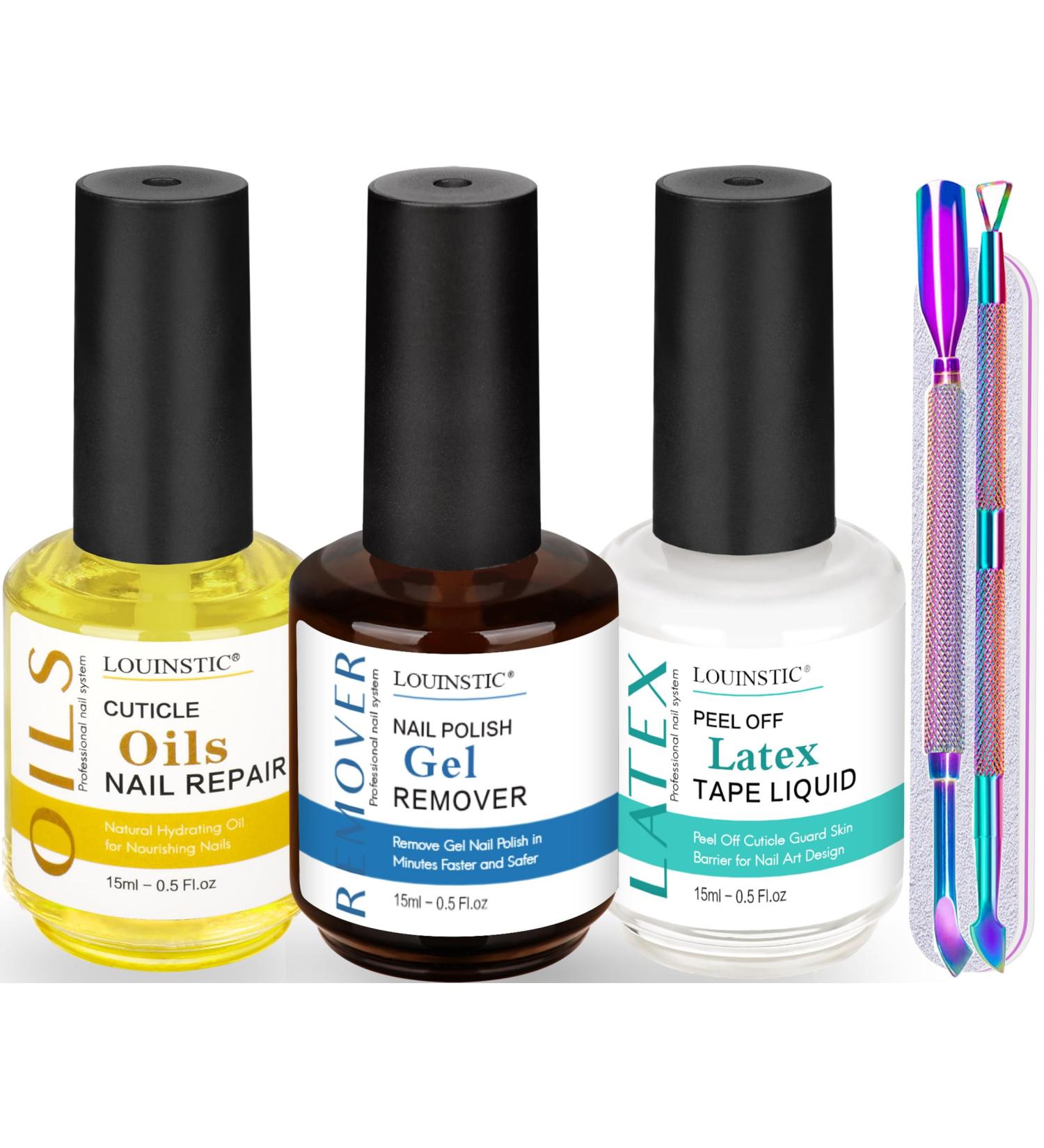 LOUINSTIC Gel Nail Polish Remover Kit - Quick 2-5 Min Removal Cuticle Oil Latex Tape & Manicure Tools for Perfect Nails - Fast International Shipping - Buy Online on SooperMarket.com