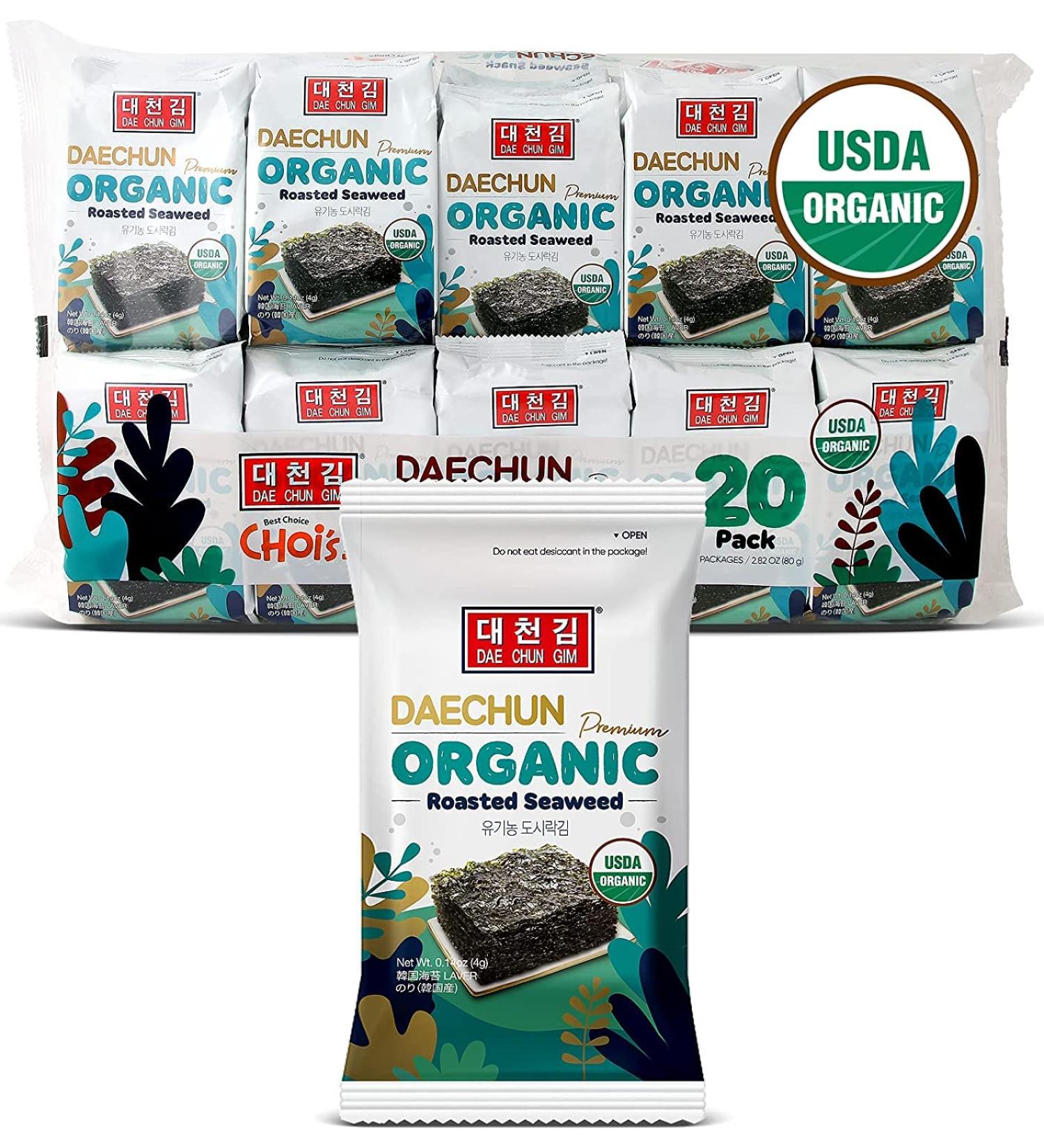 Organic DAECHUN Seaweed Snacks 20 Pack - Original, Vegan, Keto, Gluten-Free | Product of Korea - Buy Online on SooperMarket.com