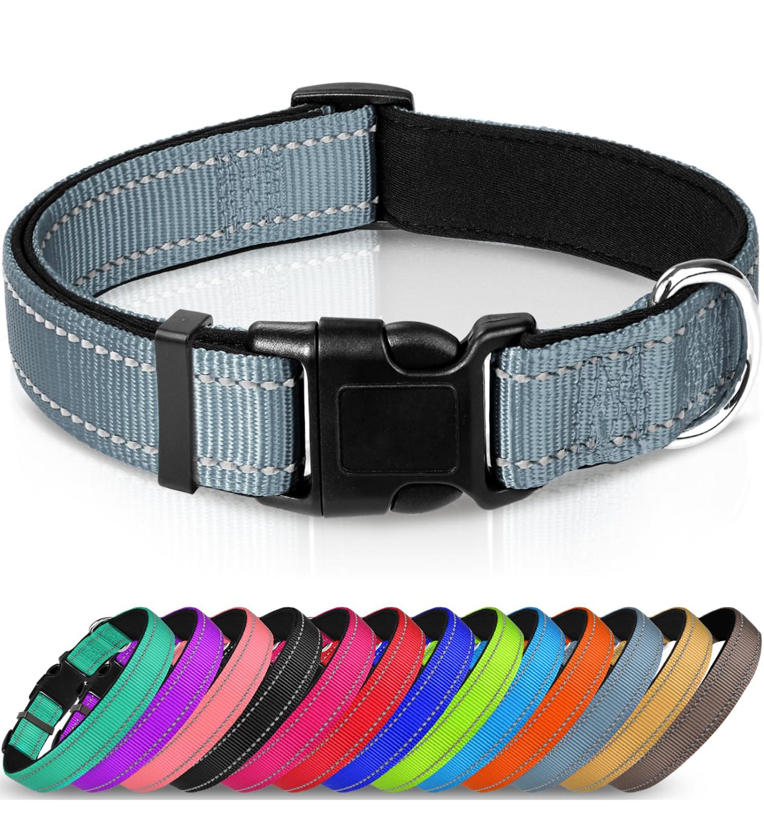 Joytale Reflective Dog Collar for Large Dogs - Grey L (Pack of 1) | Durable & Safe International Shipping - Buy Online on SooperMarket.com