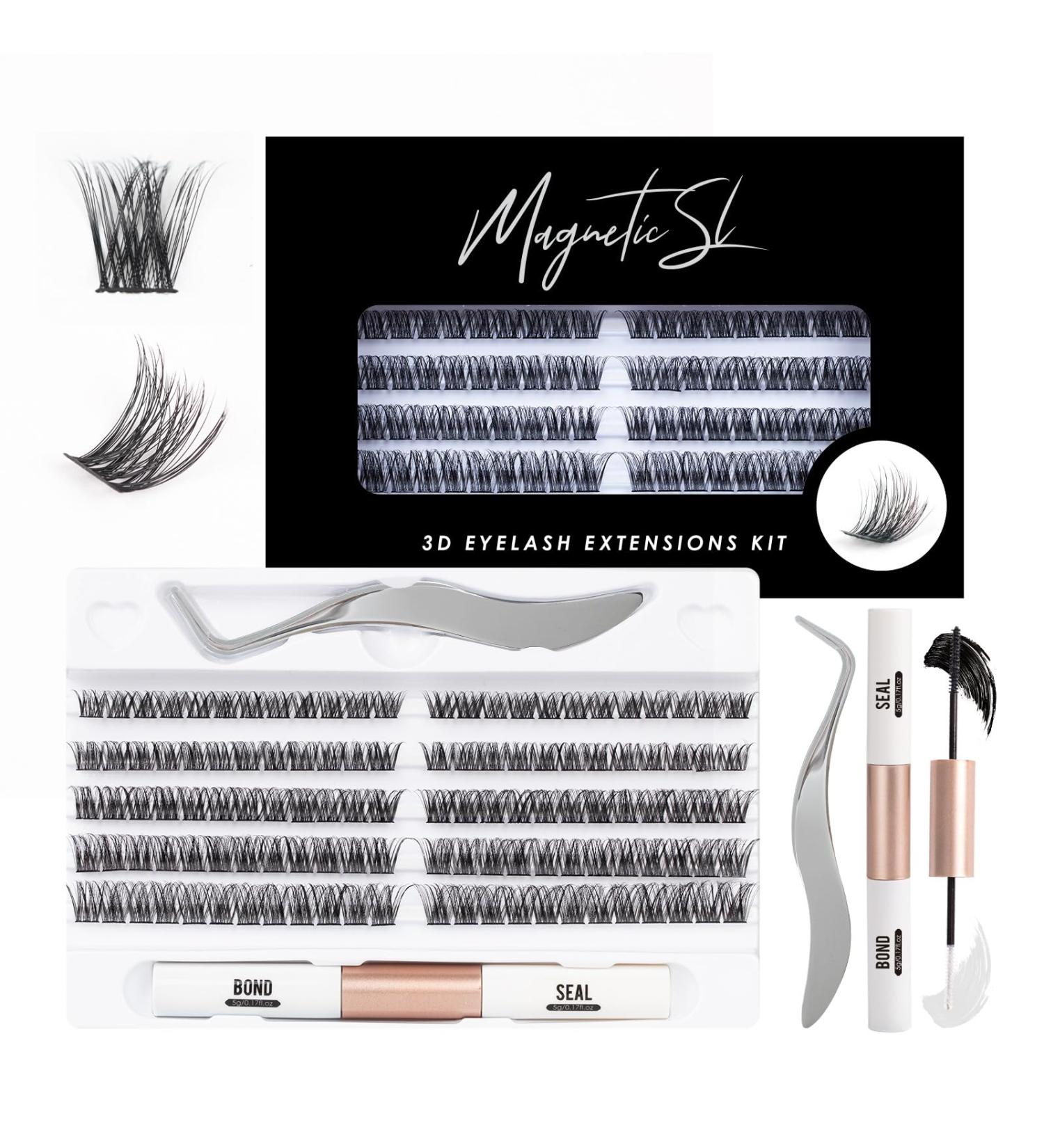 120PC Eyelash Cluster DIY Extension Kit - Natural Look C/D Curl Soft 10-16mm Lengths Applicator & Adhesive Included - Buy Online on SooperMarket.com