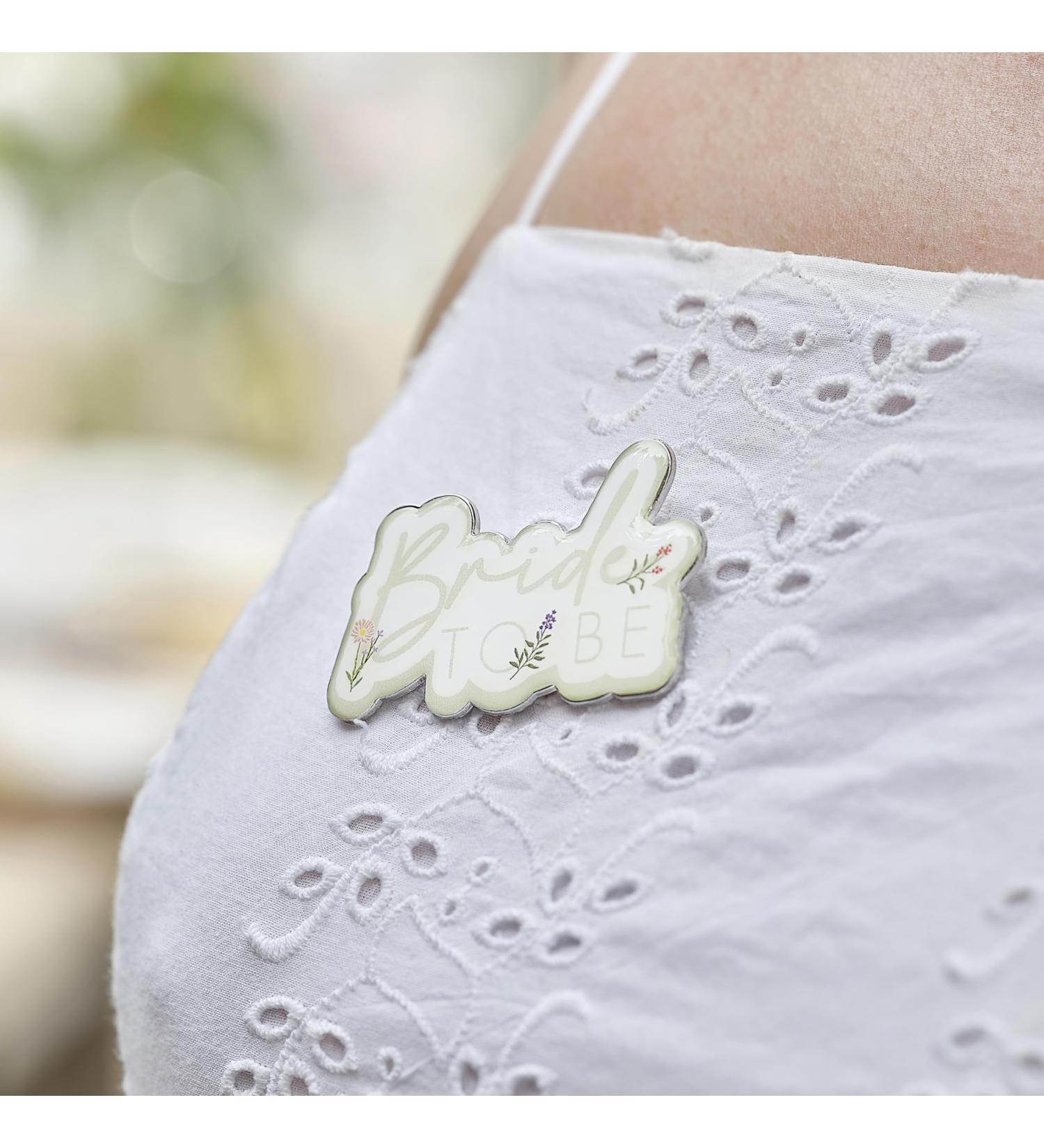 Ginger Ray Bride to Be Flower Enamel Silver Badge | Multicoloured 3.3cm x 5.3cm | Perfect Wedding Accessory - Buy Online on SooperMarket.com