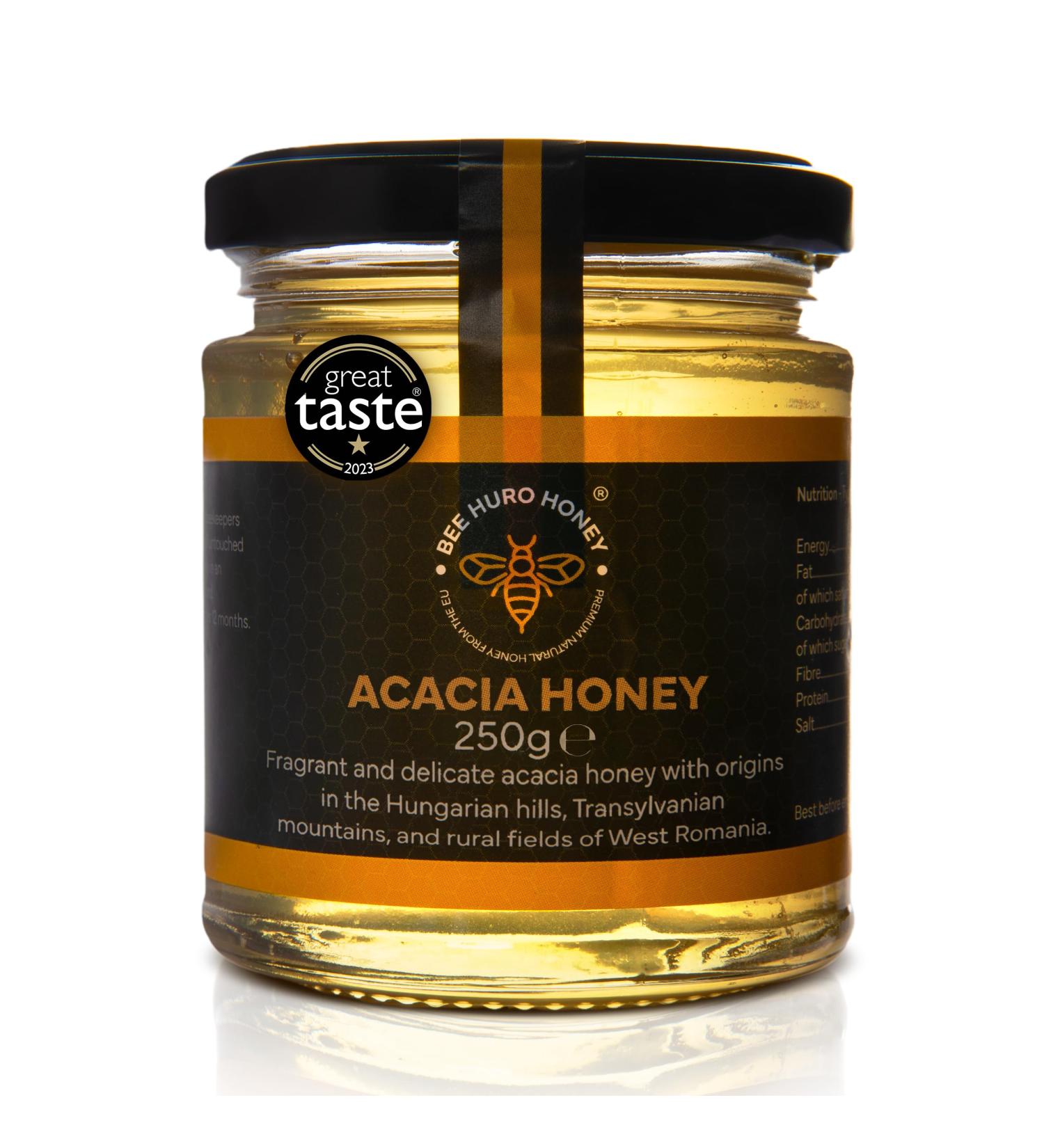 Bee HURO Honey Raw Acacia Honey - 100% Pure Honey Raw Unpasteurized with No Added Sugar or Preservatives - 250g - Buy Online on SooperMarket.com