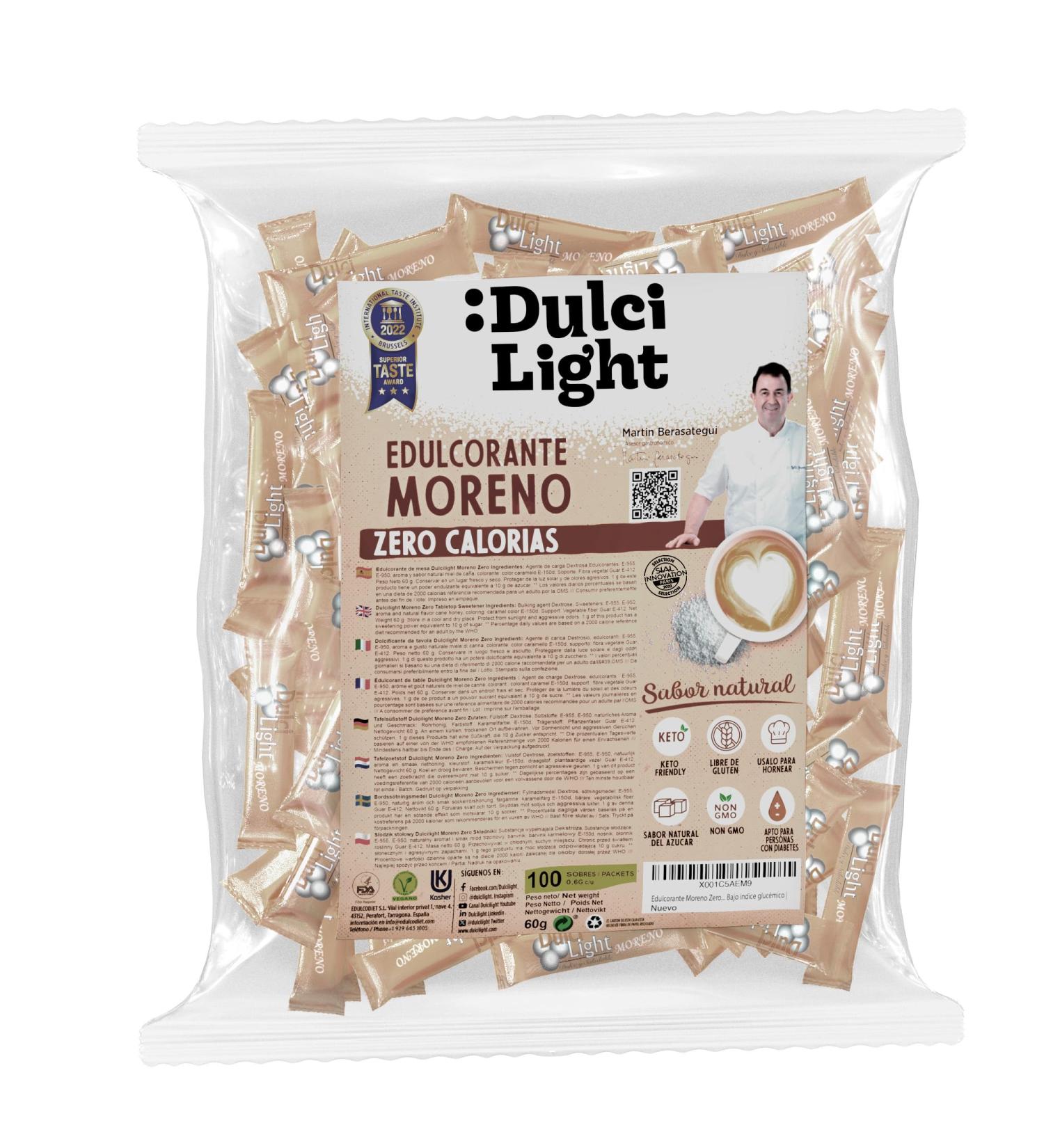 Dulci Light Cane Honey Granulate - 100 Calorie-Free Sweetener Bags for Drinks & Food | Natural Sugar Replacement - Buy Online on SooperMarket.com
