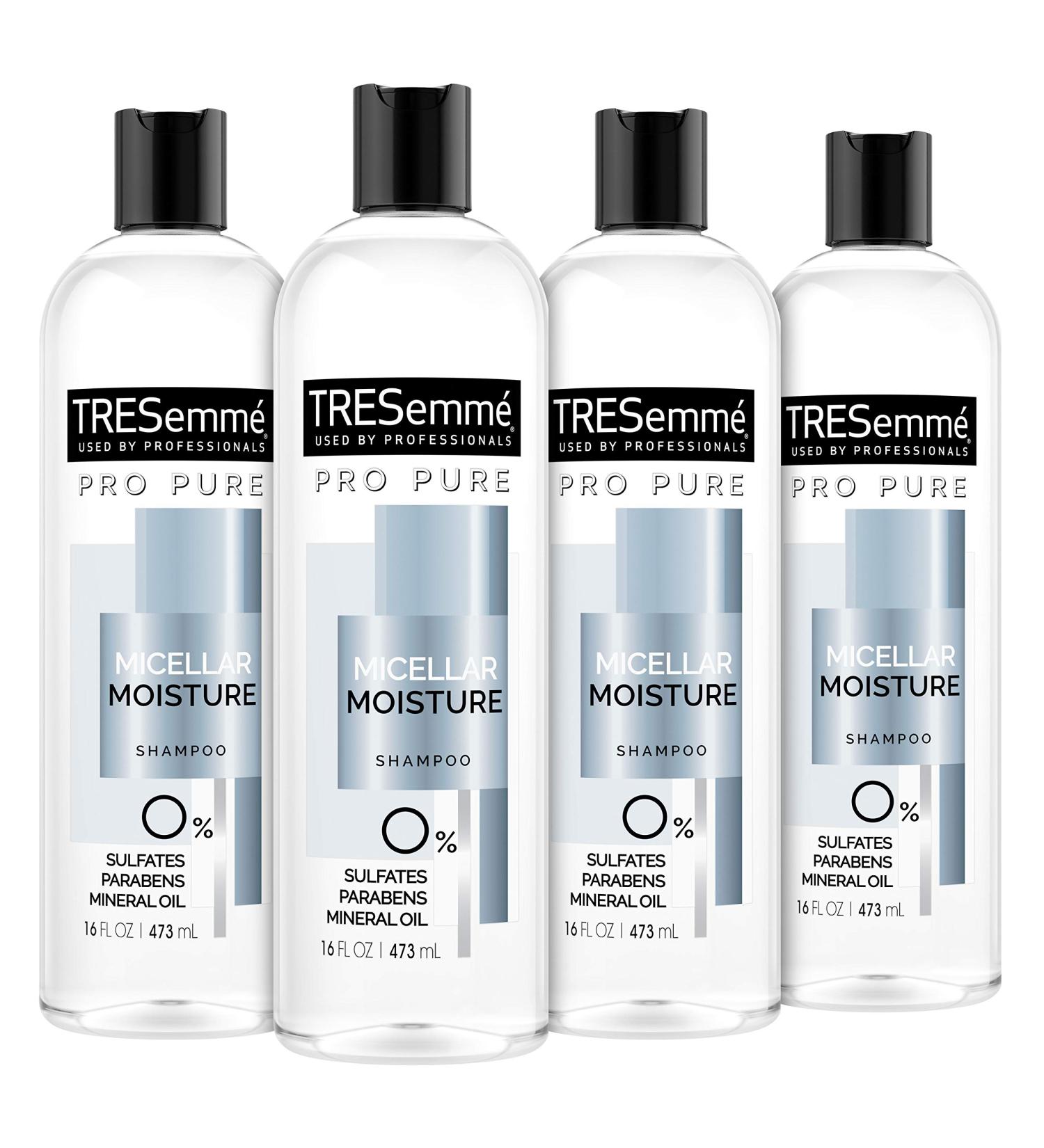 TRESemm Pro Pure Daily Moisture Shampoo 16 oz - Pack of 4 | Paraben & Dye Free | Micellar Moisture Formula - Buy Online on SooperMarket.com