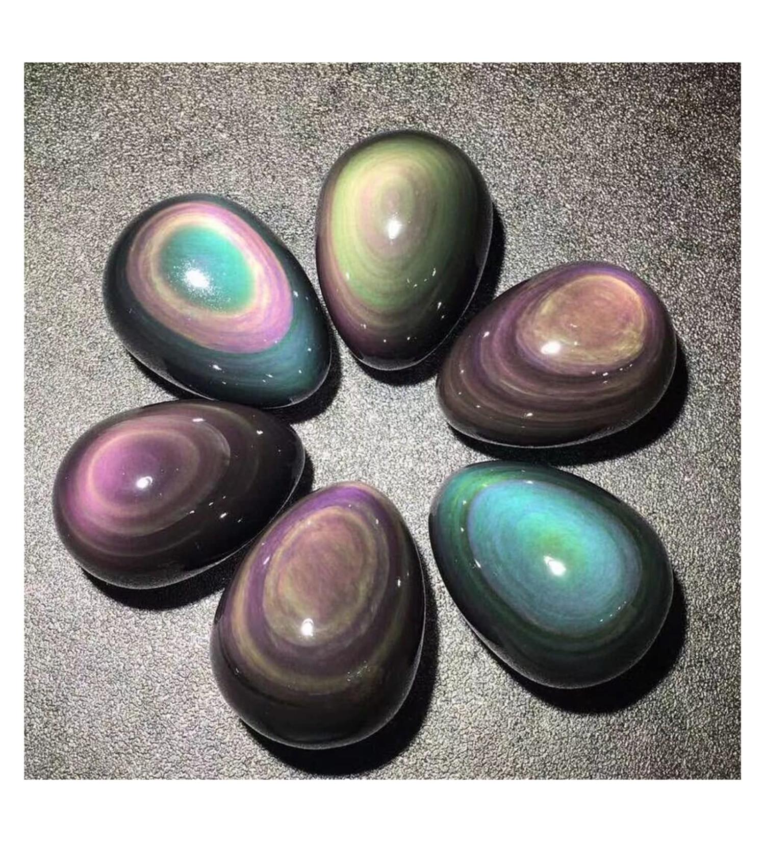 Crystal 4-5cm 1pcs Natural Rainbow Obsidian cat Eye Stones Shape Quartz Crystal Ornament Stone Collection - Buy Online on SooperMarket.com