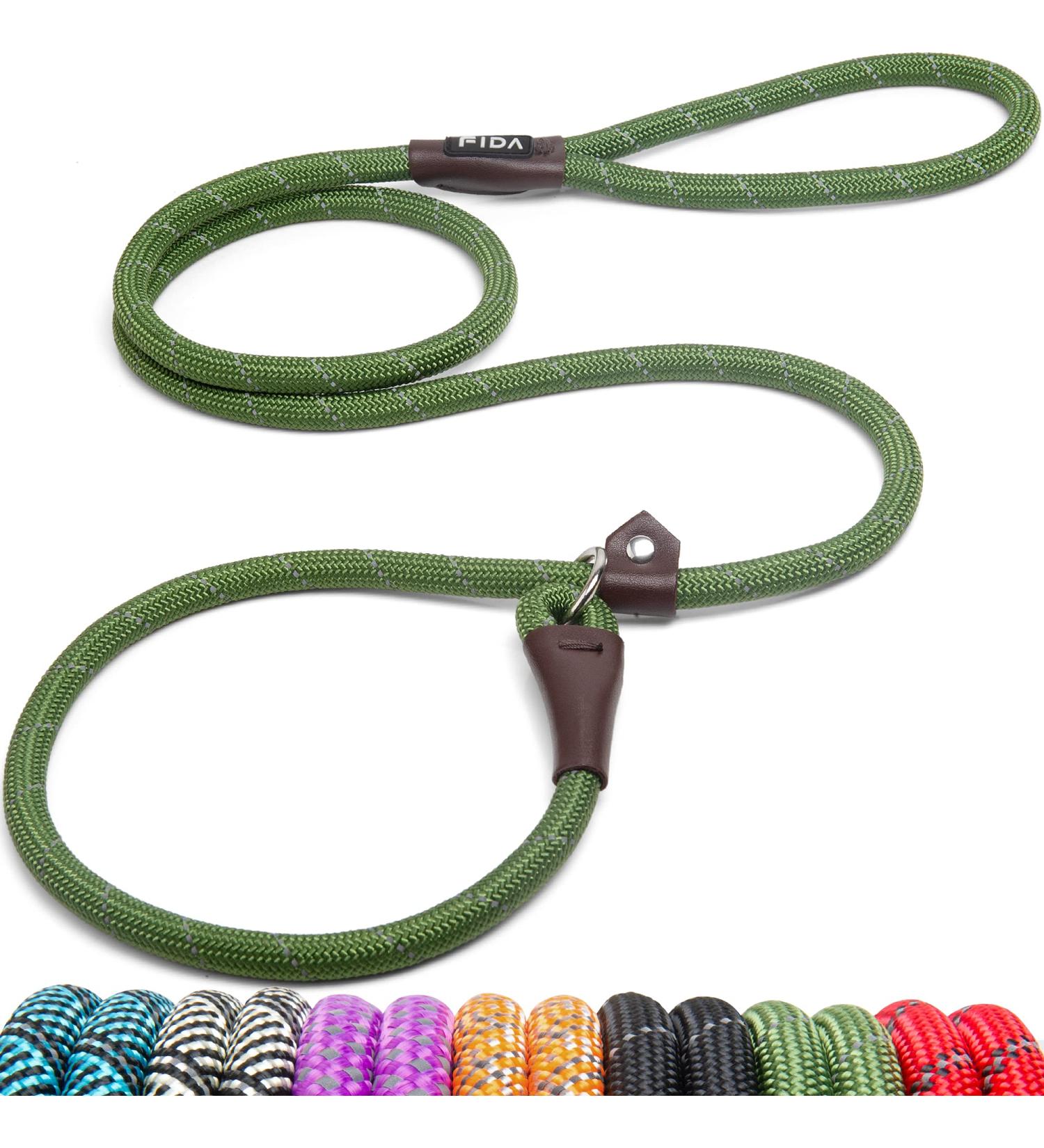 Fida Heavy Duty Slip Lead Dog Leash 1/2 x 6ft - Durable, Comfortable & Reflective Rope Leash for Large, Medium & Small Dogs - Buy Online on SooperMarket.com