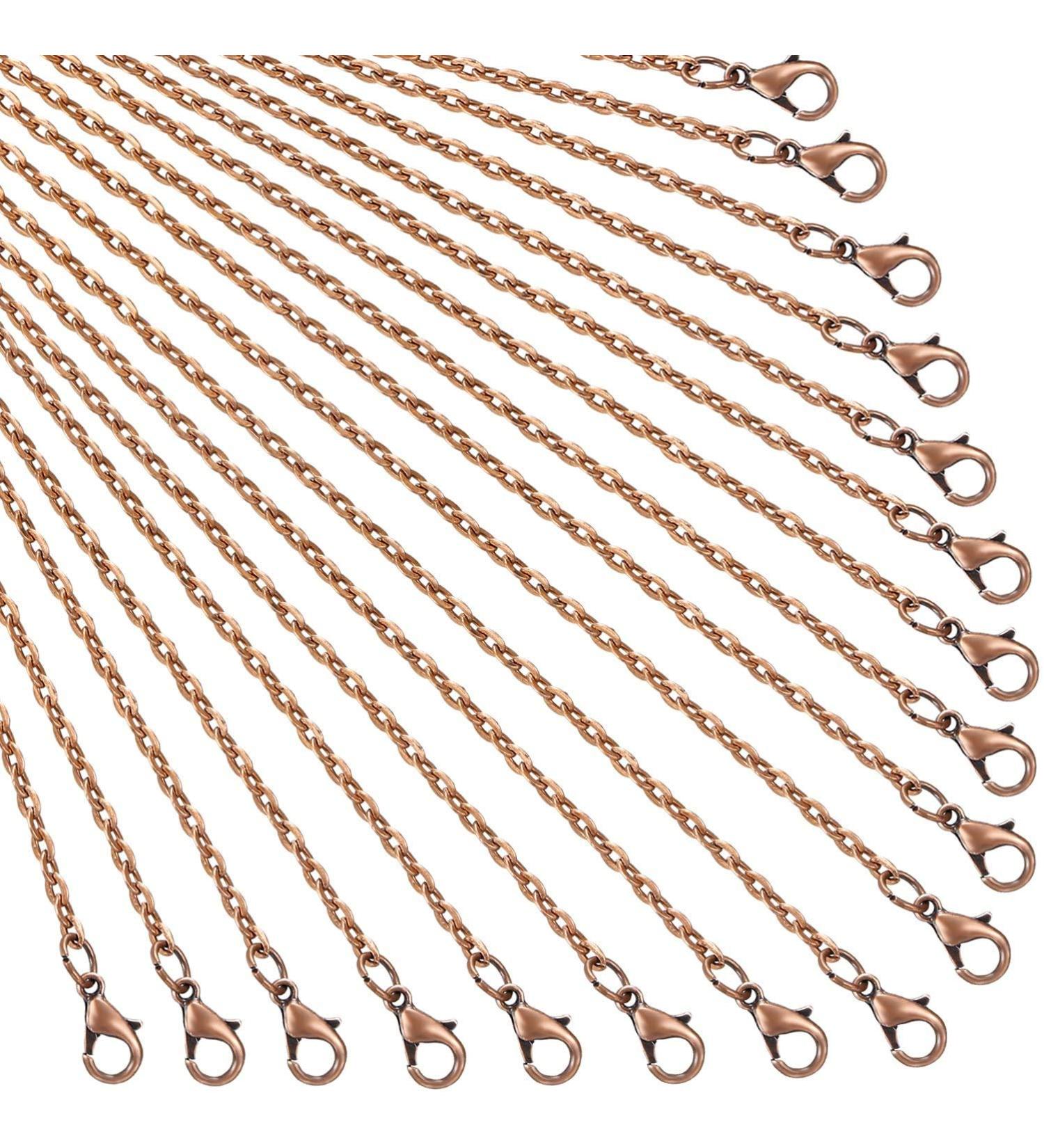 24 Pack Antique Red Copper Twisted Link Chain Necklace for Jewelry Making - 20 Inch - Buy Online on SooperMarket.com