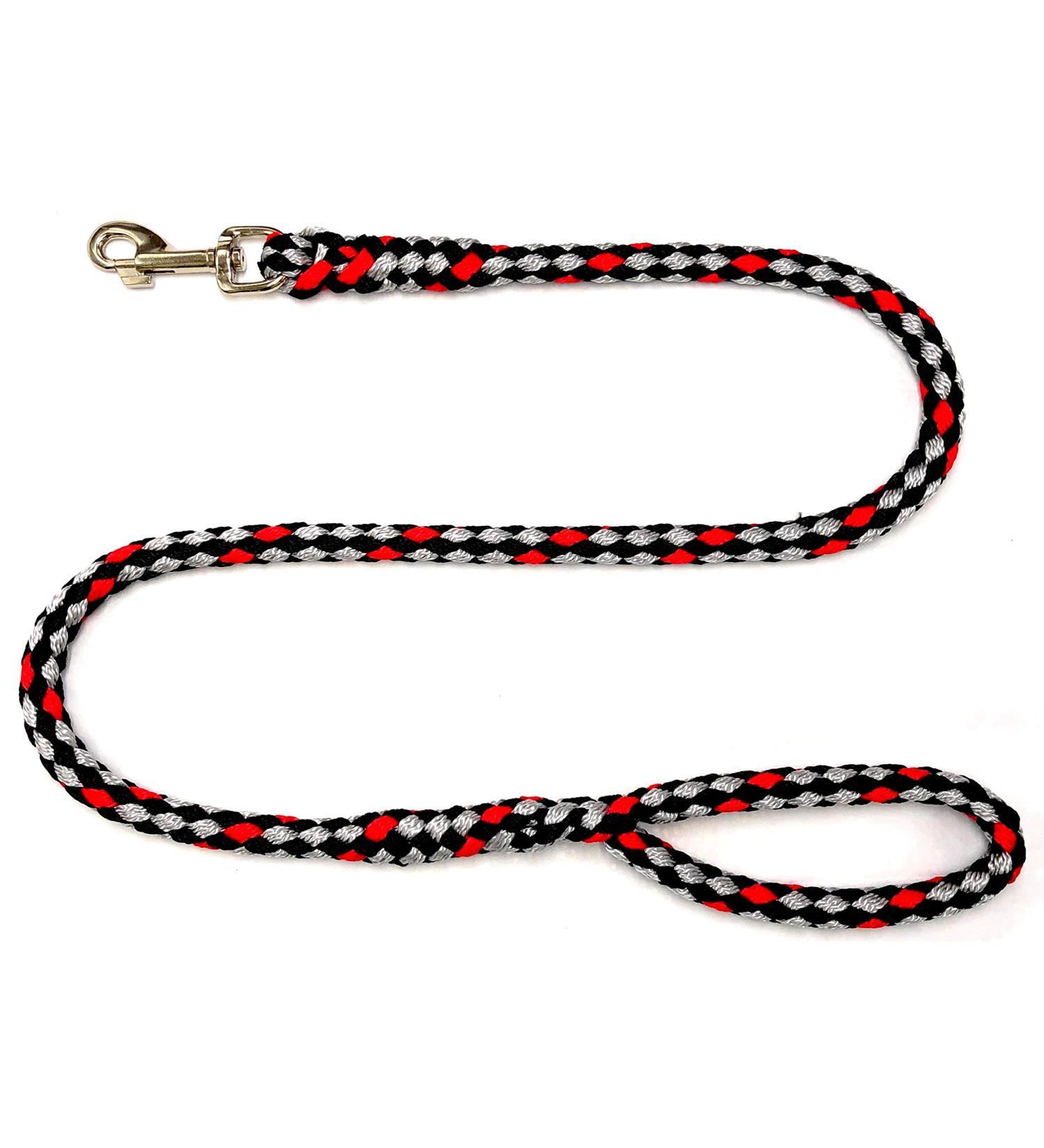 Dog leash large dogs jumbo with hand loop up to 80 kg / guide leash / training line / training line very stable 17 colors (2.50m Ohio (black-silver-red)) 2.50m Ohio (black-silver-red)