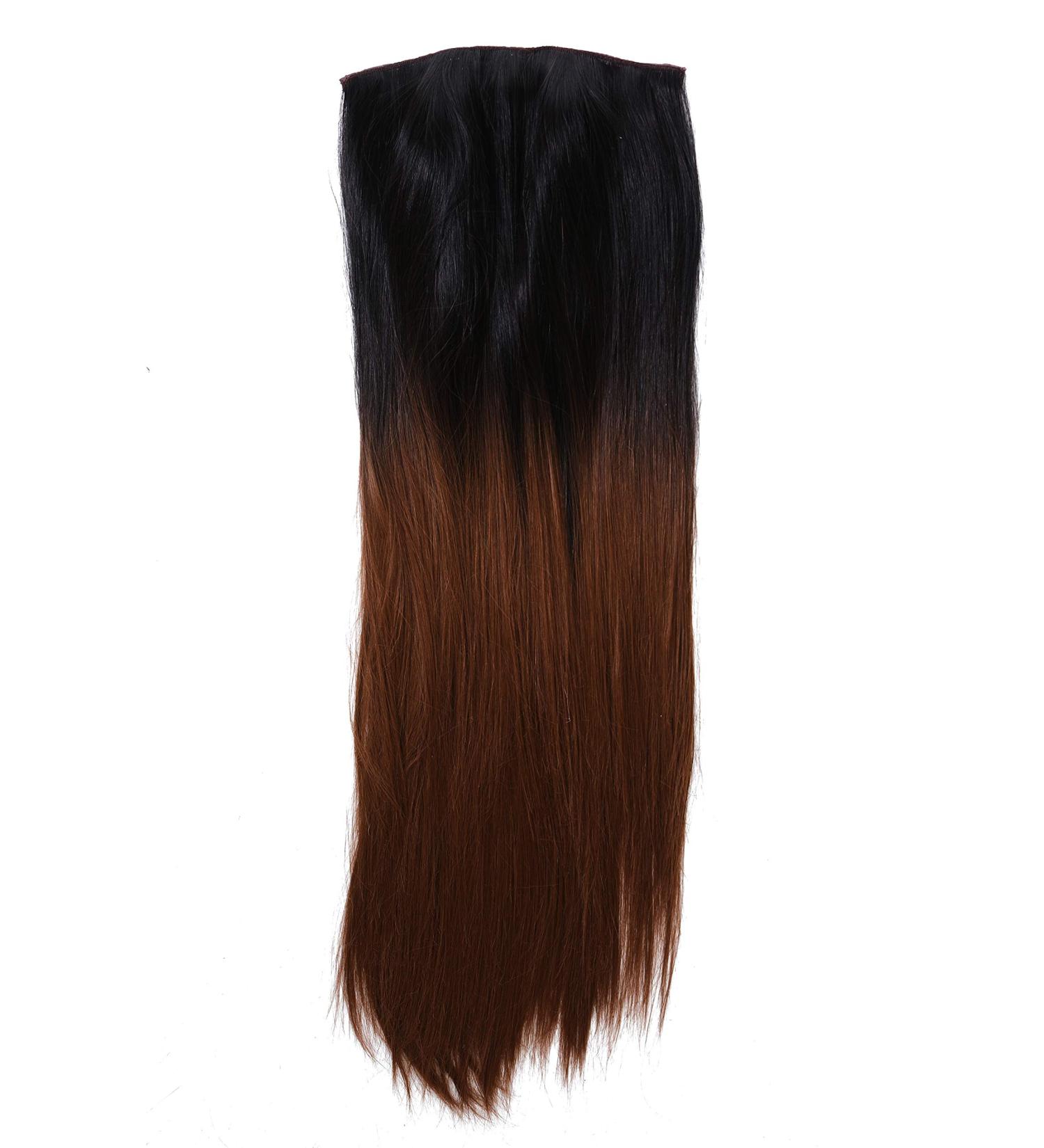 Buy WIG ME UP BR18709-1T30 Half Wig Clip-In Hairpiece | Long Straight Ombre Black Copper Brown Hair Extensions - International Shipping Available - Buy Online on SooperMarket.com