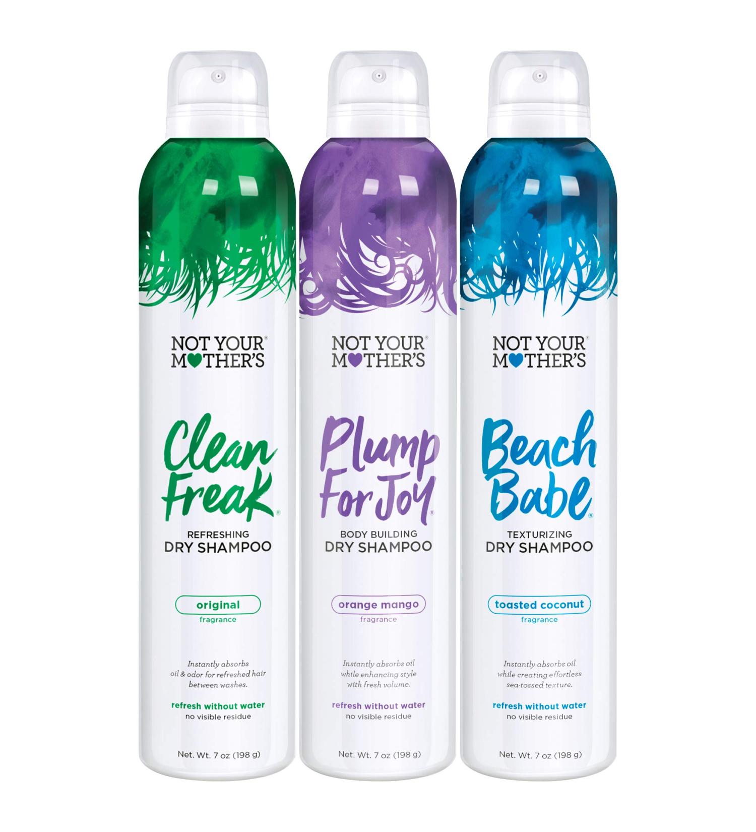 Not Your Mother's Dry Shampoo Assortment (3-Pack) - 7 oz - Instant Oil Absorption with Clean Freak, Plump for Joy, Beach Babe Dry Shampoo - Buy Online on SooperMarket.com