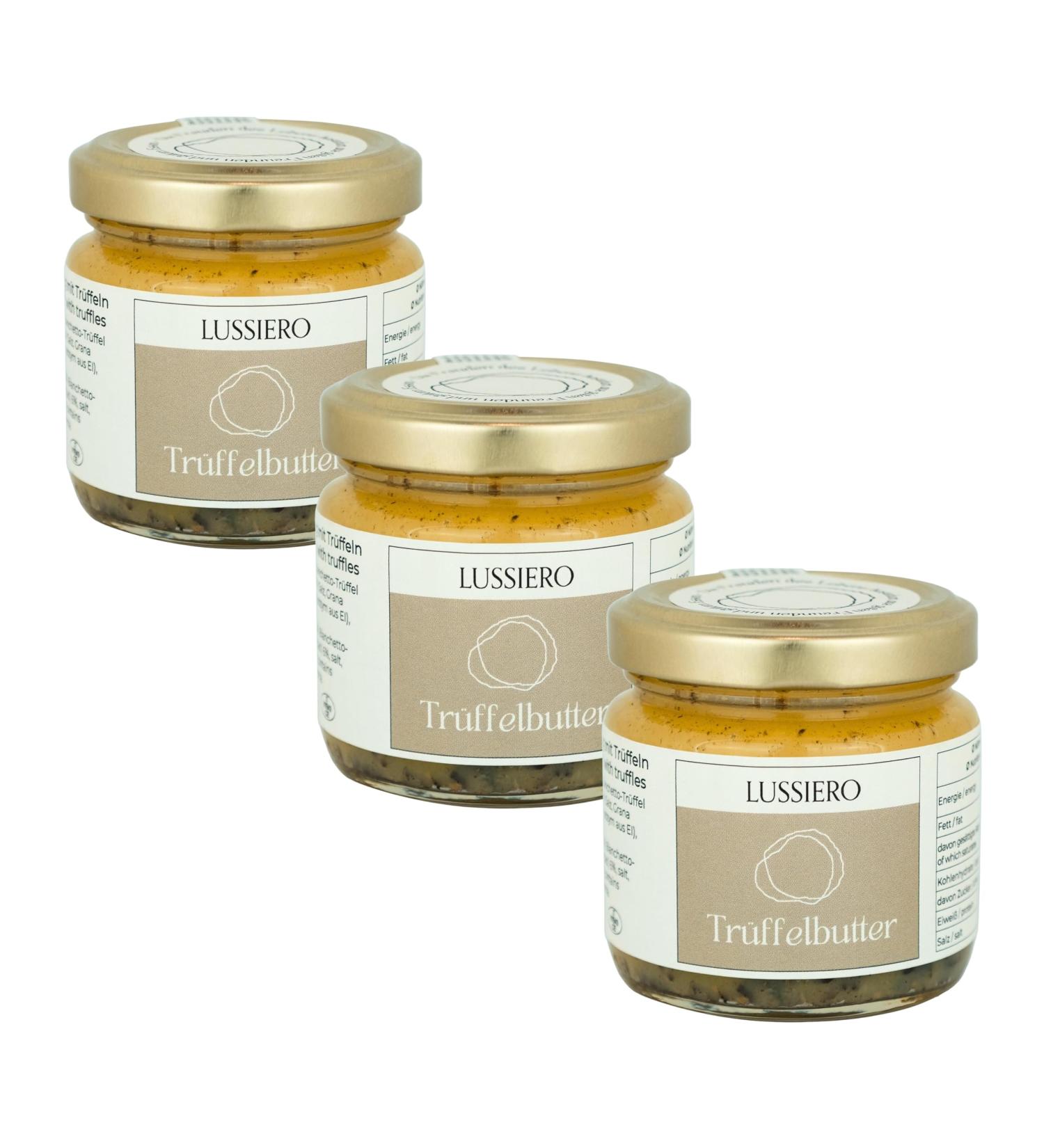 Pack of 3 Lussiero Truffle Butter with Real White Bianchetto Truffle - Gourmet Tuber Borchii 80g Each | International Shipping - Buy Online on SooperMarket.com