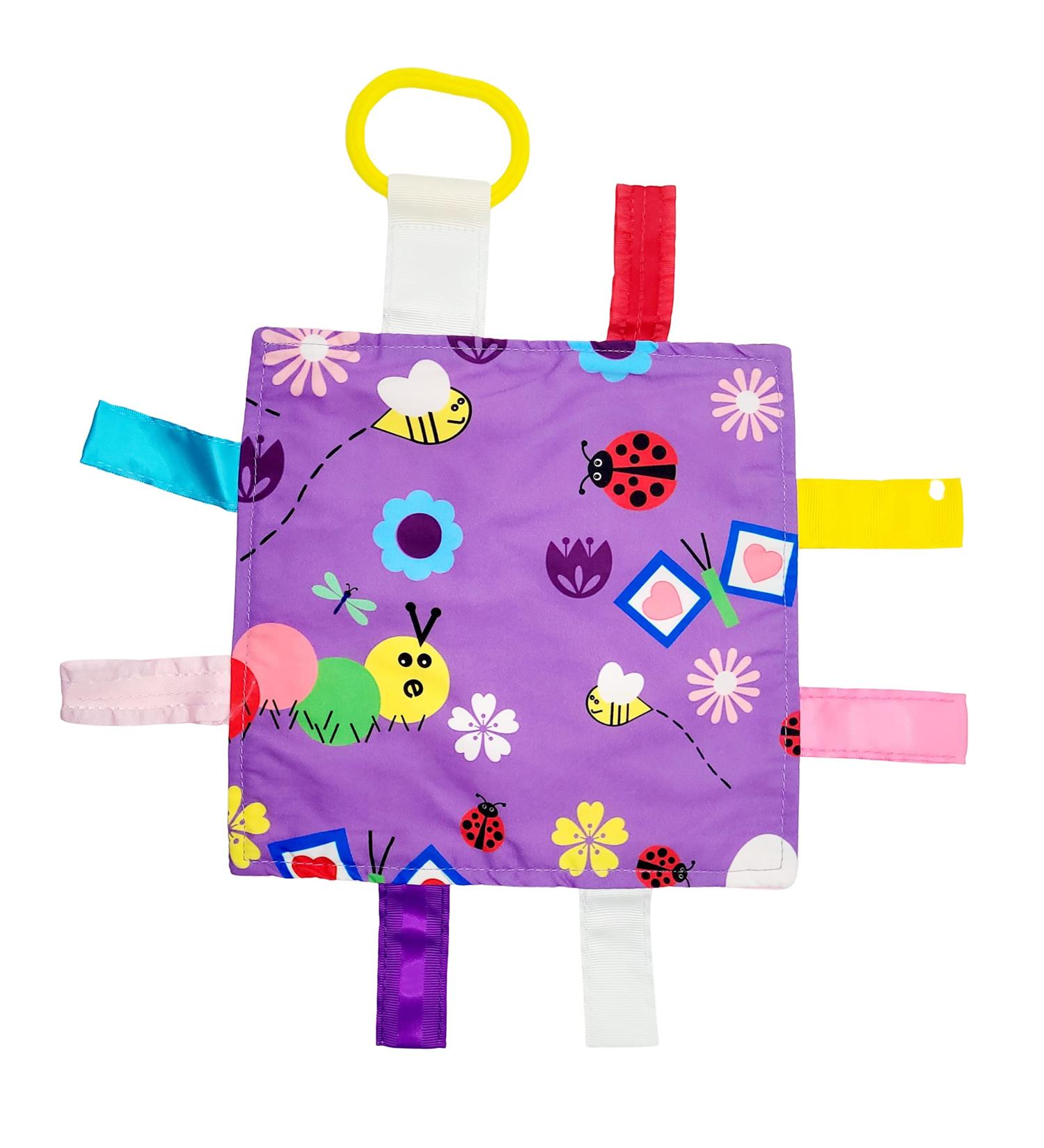 Baby Jack & Co 8x8 Garden Lovey Tag Toys for Babies | Crinkle Toys for Baby - Soft, Safe & BPA Free | Learn Shapes & Colors with Stroller Clip - Buy Online on SooperMarket.com