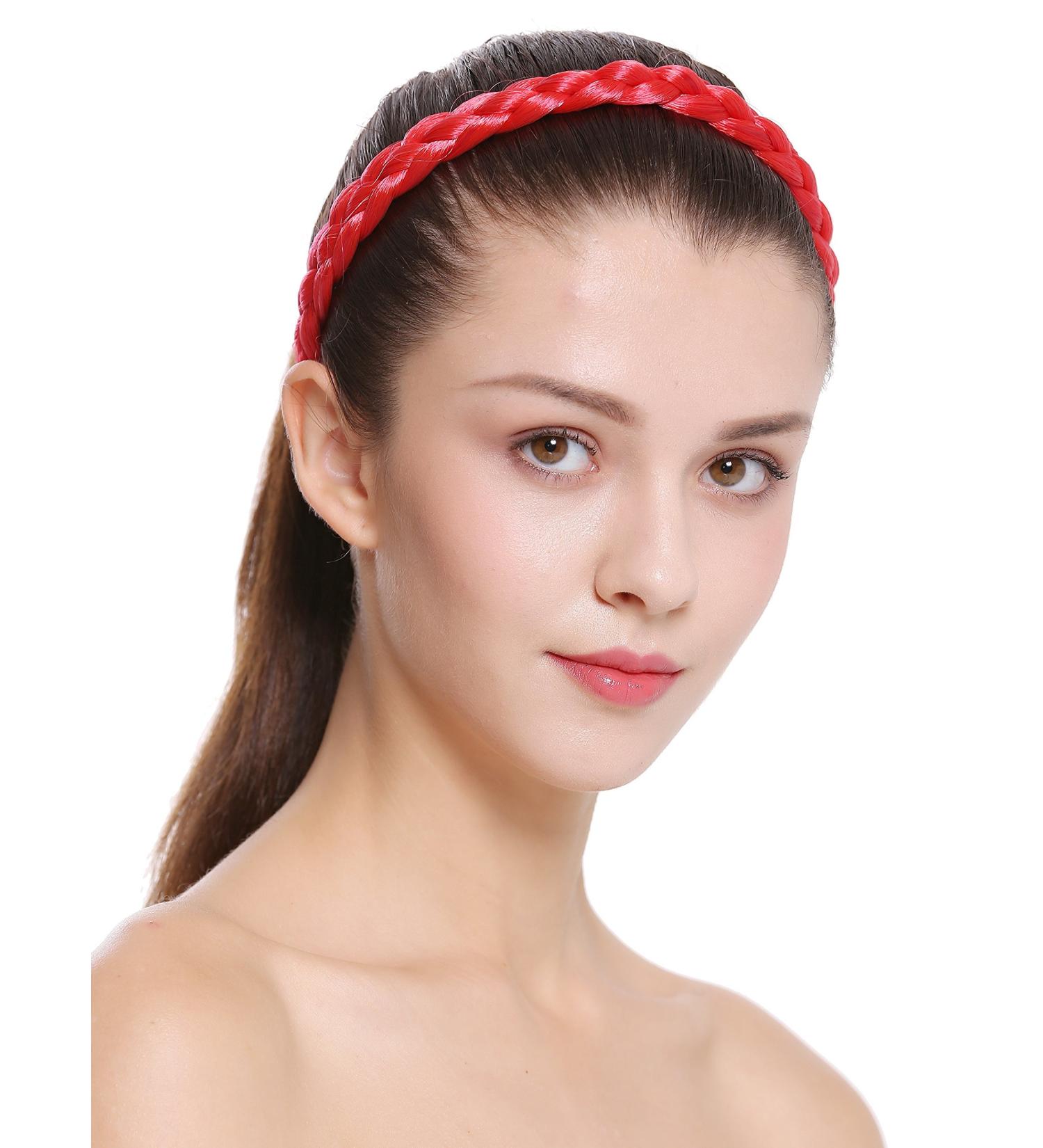 WIG ME UP CXT-006-617 Bright Red Braided Hairband | 2cm Wide Traditional Costume Headband - International Shipping Available - Buy Online on SooperMarket.com