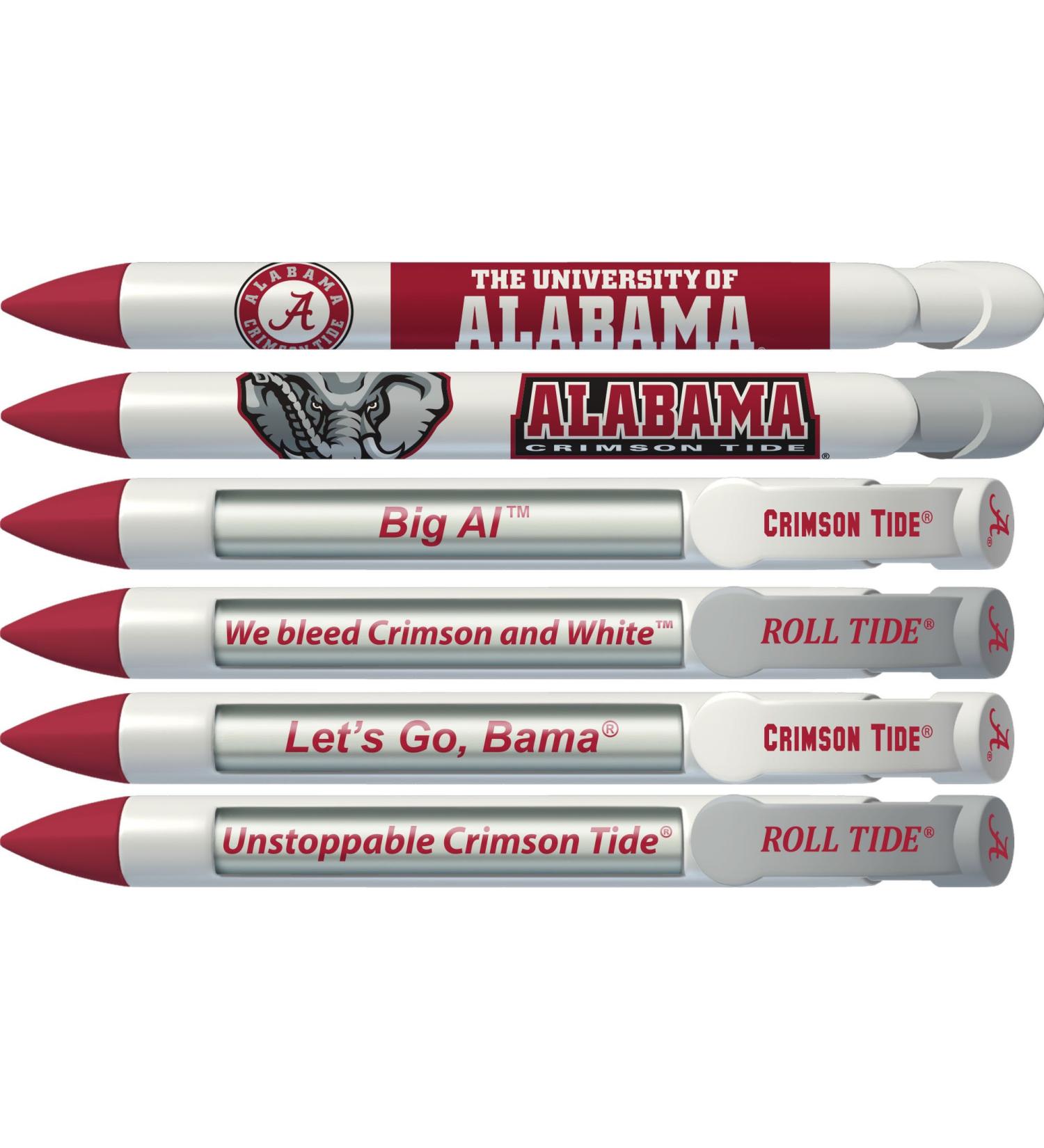 Alabama Crimson Tide College Pens - Rotating Message 6 Pen Set - Buy Online on SooperMarket.com
