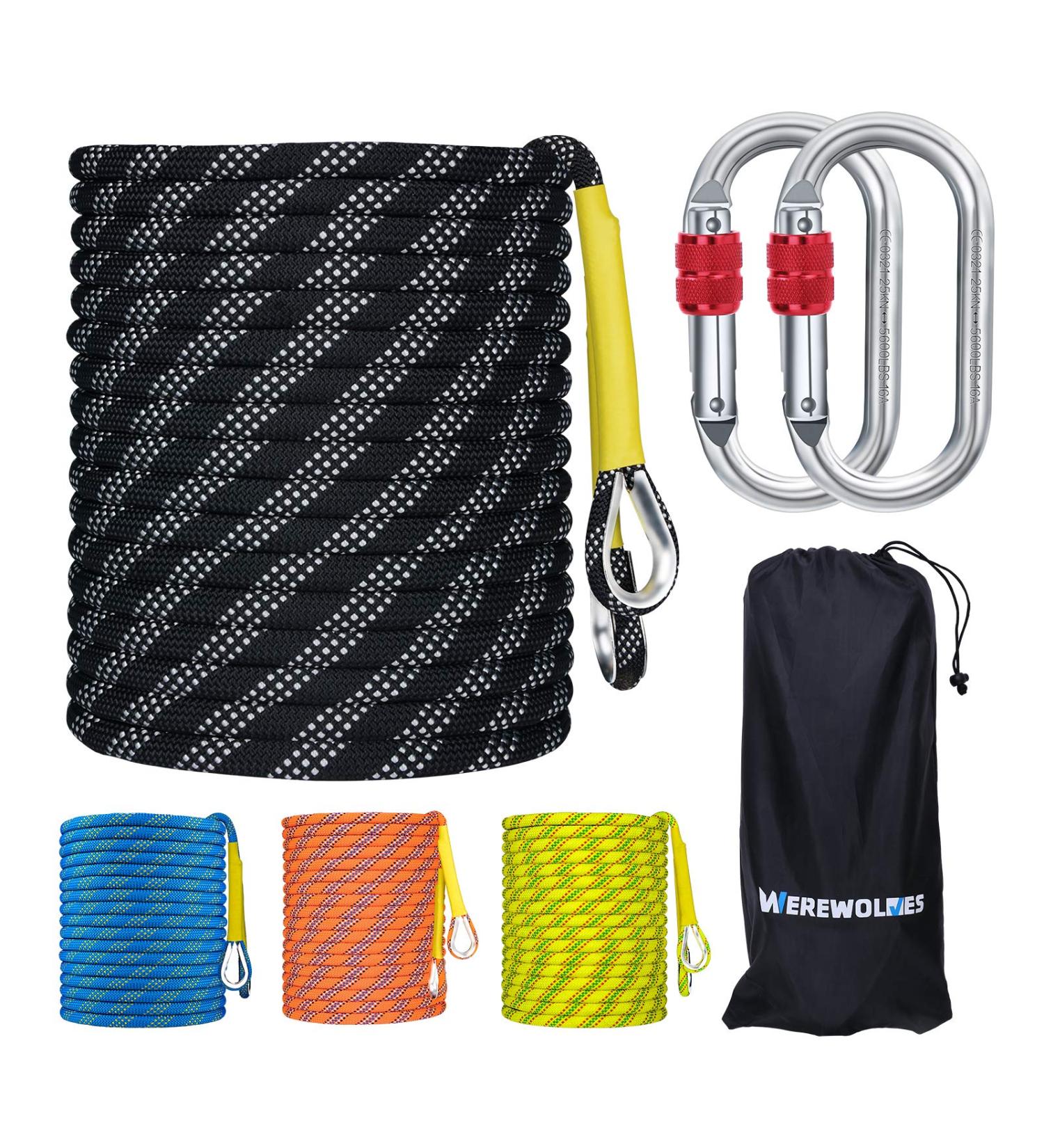 WEREWOLVES 8MM Climbing Rope - High Strength Safety Rope for Rock Climbing, Rappelling, Fire Rescue - 32ft Length - Buy Online on SooperMarket.com