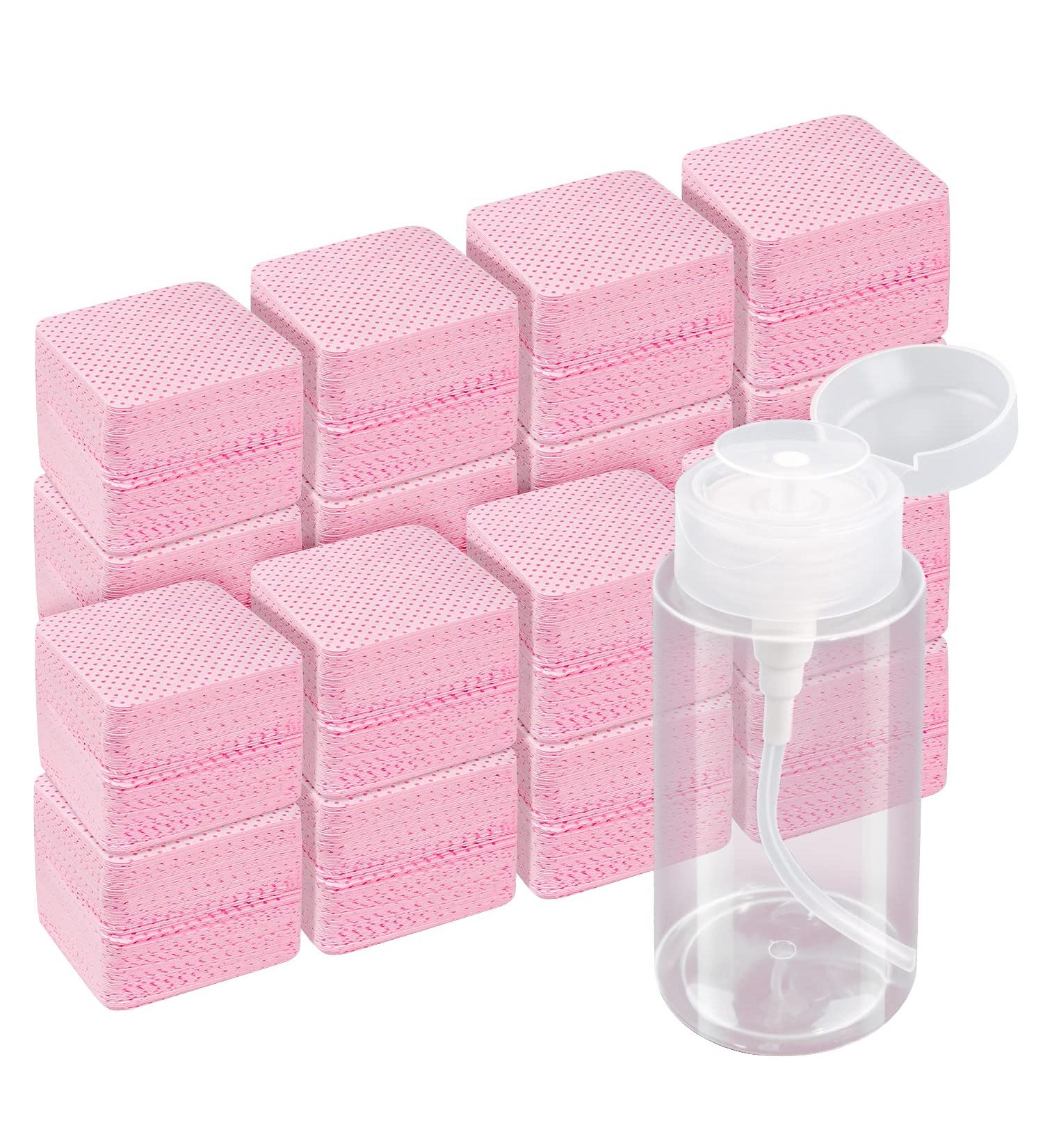 Pink Lint Free Nail Wipes - 1080 PCS | Super Absorbent | Soft Non-Woven | Disposable Nail Polish Remover - Ideal for Eyelash Extensions, Acrylic Nails, and Polish Cleansing - Buy Online on SooperMarket.com