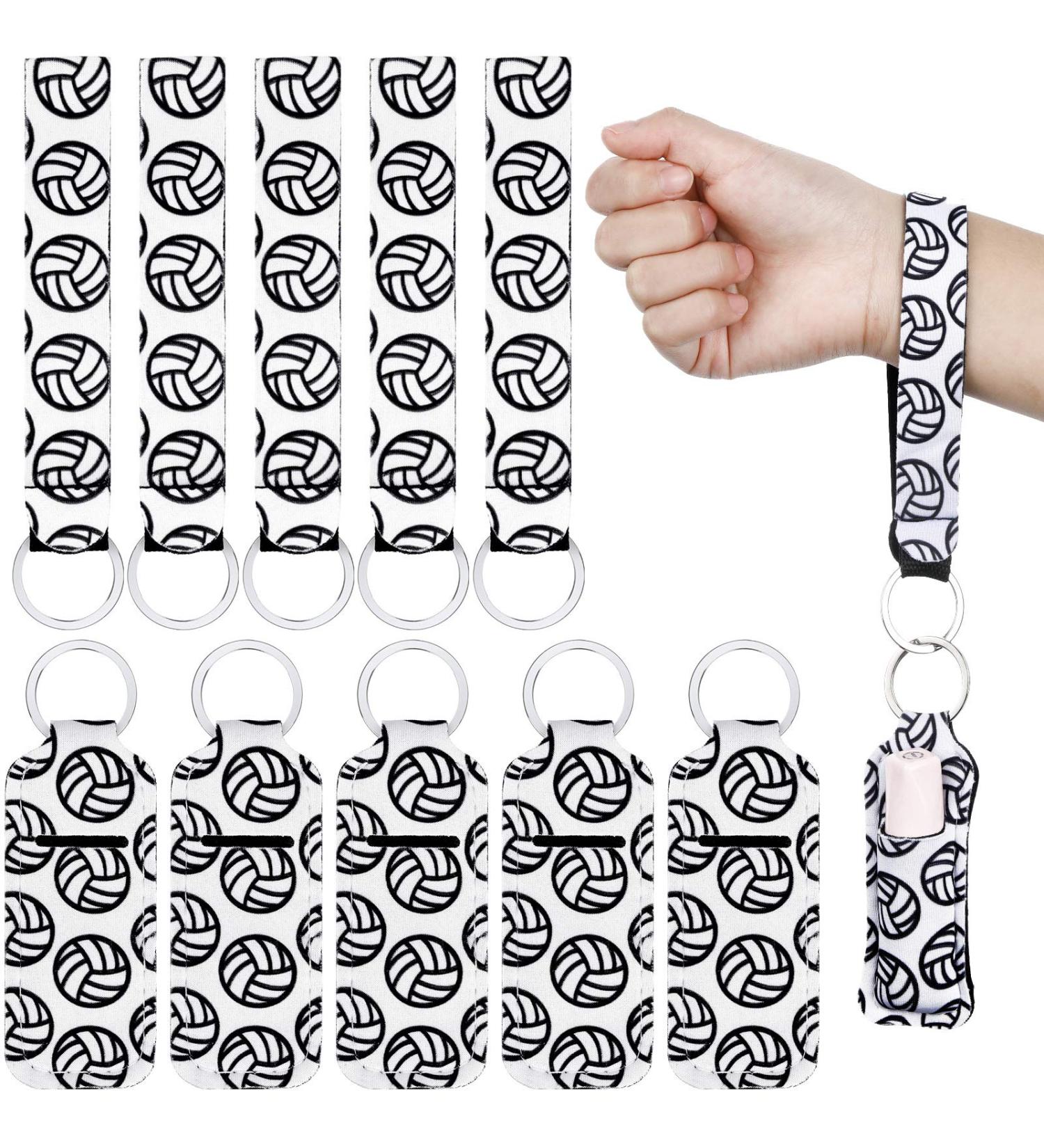 20 Pcs Volleyball Chapstick Holder Keychains Lanyard Set - Sport Theme Lipstick Holder Keychains with Volleyball Pattern - Portable Wristlet Keychain Lanyard for Chapstick (White) - Buy Online on SooperMarket.com
