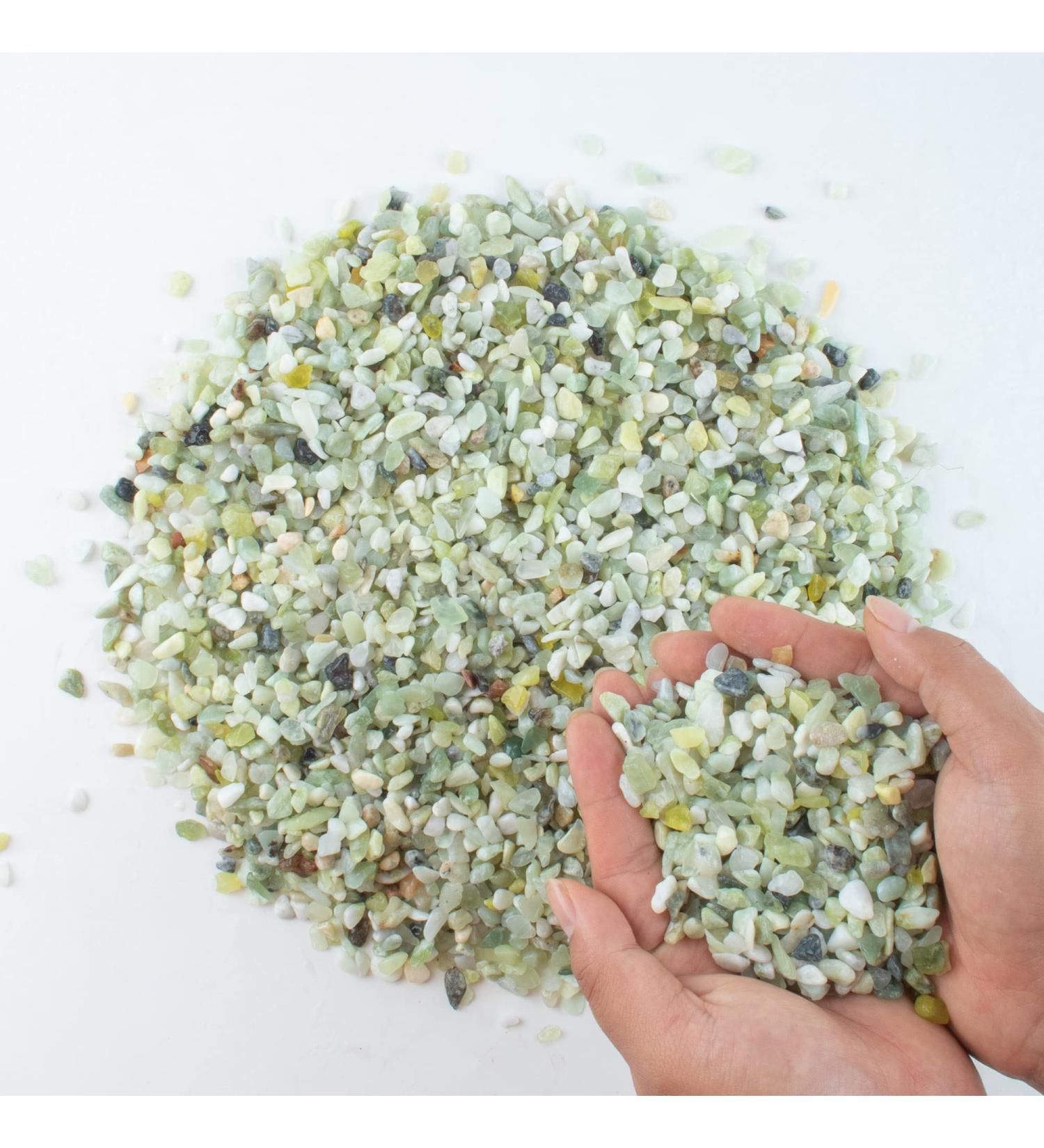 3lb Jade Bean Sand Stone Natural Top Dressing for Succulents & Cactus Bonsai Projects - Decorative Gravel for Terrarium & Fairy Garden - 5mm-8mm Light Green - Buy Online on SooperMarket.com