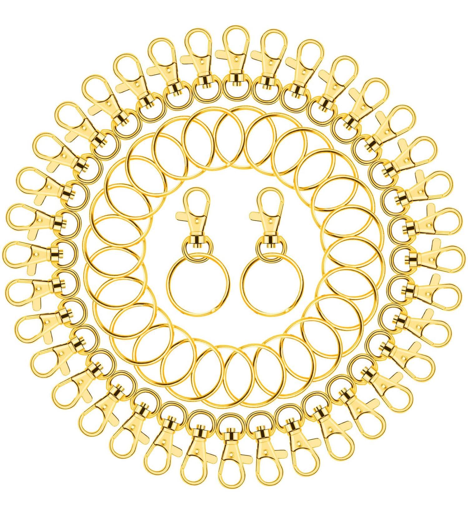 Paxcoo 100pcs Gold Keychain Rings Kit - 50 Key Chain Hooks + 50 Key Rings for Resin Craft & Acrylic Blanks - Bulk DIY Keychain Making Supplies - Buy Online on SooperMarket.com