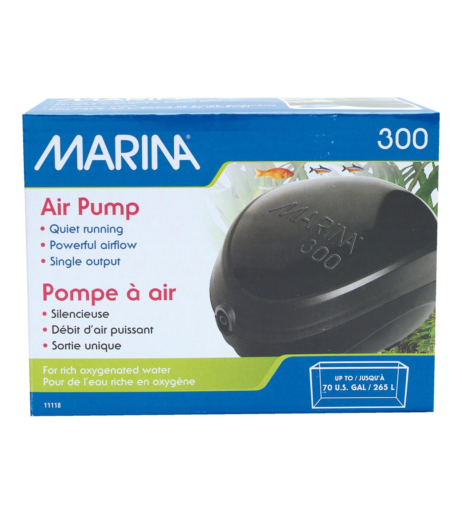 Marina 11118 Aeration Pump 300 for Aquariums up to 265L - Optimal Air Pump for Healthy Fish & Aquatic Life - Buy Online on SooperMarket.com