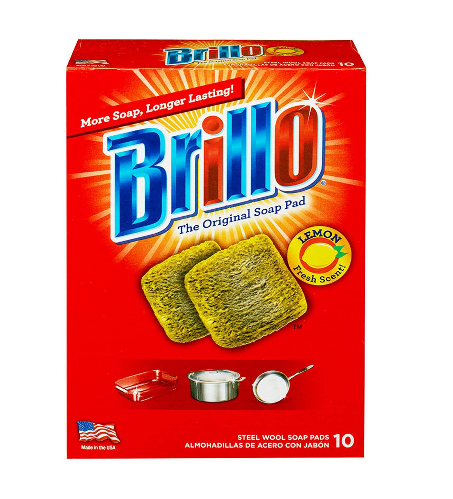 Brillo Steel Wool Soap Pads 10 Count - Long Lasting Lemon Scent Cleaning - Buy Online on SooperMarket.com