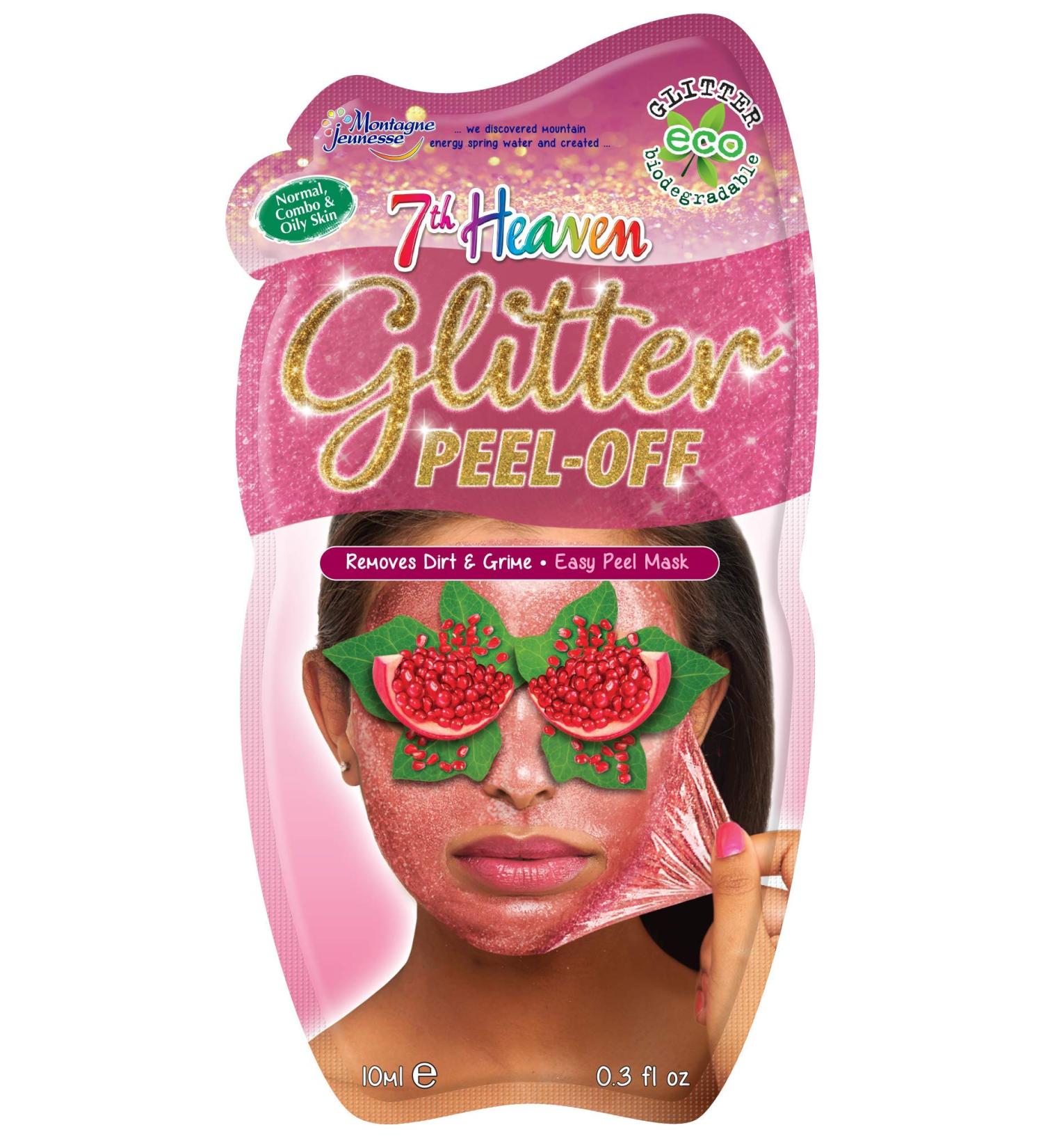 7th Heaven Glitter Easy Peel-Off Mask with Pressed Pomegranate Squeezed Blueberries and Crushed Cranberries to Remove Dirt and Grime Ideal for Normal Combo & Oily Skin - Buy Online on SooperMarket.com
