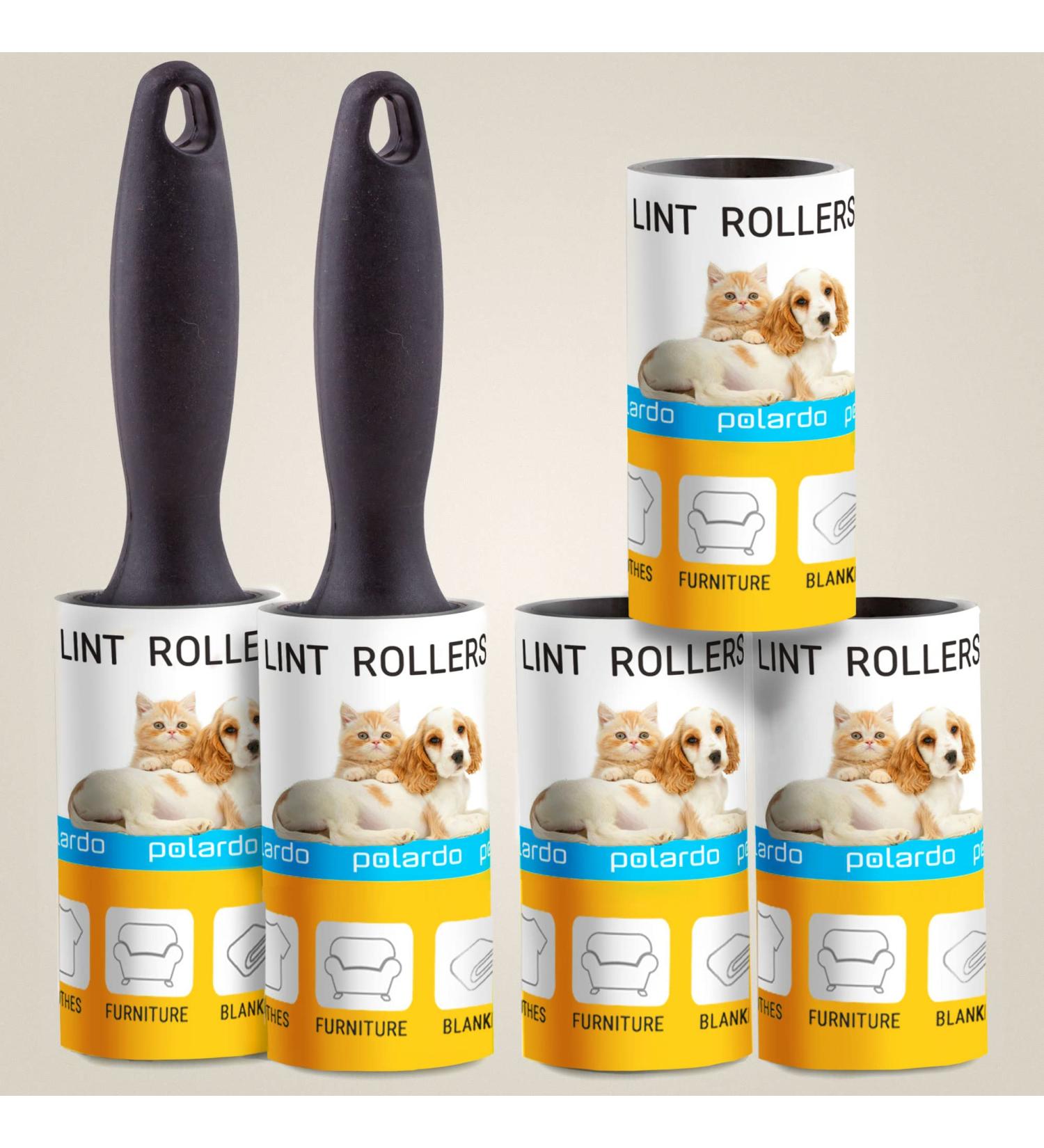 Large Pet Hair Lint Rollers - Sticky Remover for Furniture, Clothes, and Carpet - Dog, Cat, and Animal Hair - White (Pack of 5) - Buy Online on SooperMarket.com