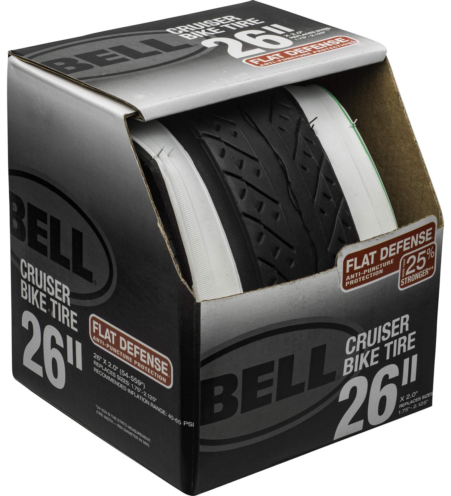 Bell Comfort Cruiser Bike Tires with Flat Defense - Whitewall | Flat Defense Technology for Smooth Rides - Buy Online on SooperMarket.com