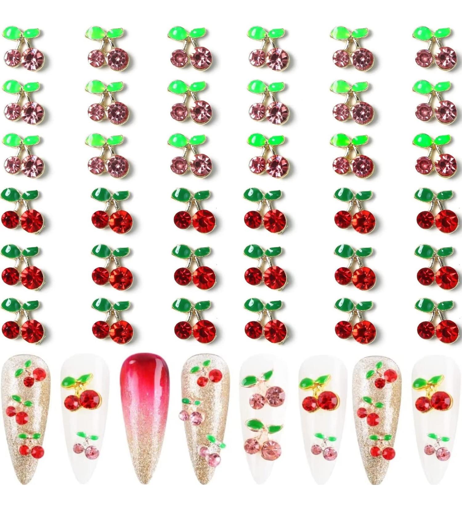 RUNRAYAY 36Pcs 3D Cherry Nail Art Charms Red & Pink Elegant Nail Studs Diamonds for Nail Accessories Summer Fruit Nail Jewelry Decoration for Diy Crafts Nail Decor - Buy Online on SooperMarket.com