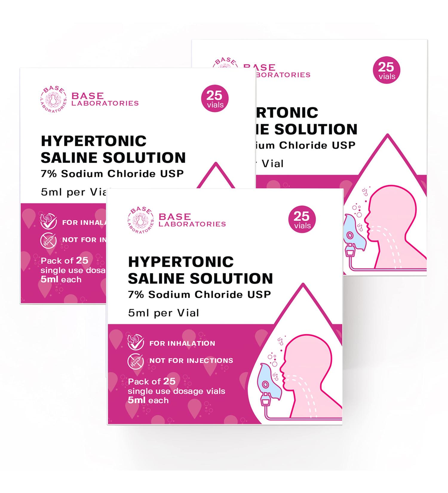 Base Labs 7% Hypertonic Saline Solution for Nebulizer Machine - 75 Vials (5ml) - Respiratory Treatment for Clearing Lungs - Inhalation Saline Solution - Buy Online on SooperMarket.com