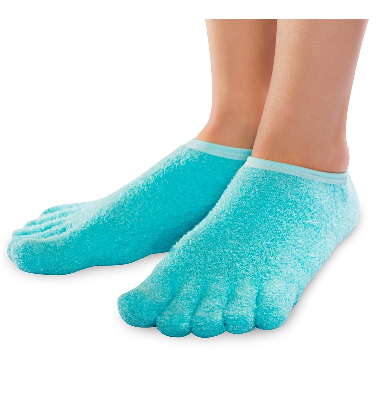NatraCure 5-Toe Gel Lined Moisturizing Socks with Aloe & Shea Infusion - Hydrating Spa Socks for Soft, Smooth Feet - Ideal for Dry, Cracked Heels - Small - Buy Online on SooperMarket.com