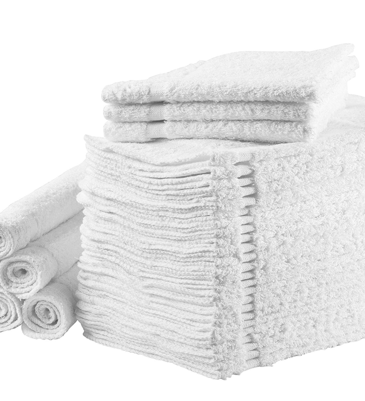 24-Piece White Washcloths Towel Set - Kitchen & Bath Cotton Cloths for Baby, Face Cleansing & Multi-Purpose Cleaning - 12x12 Inches - Hand, Gym, Spa & Sports Towels - Buy Online on SooperMarket.com