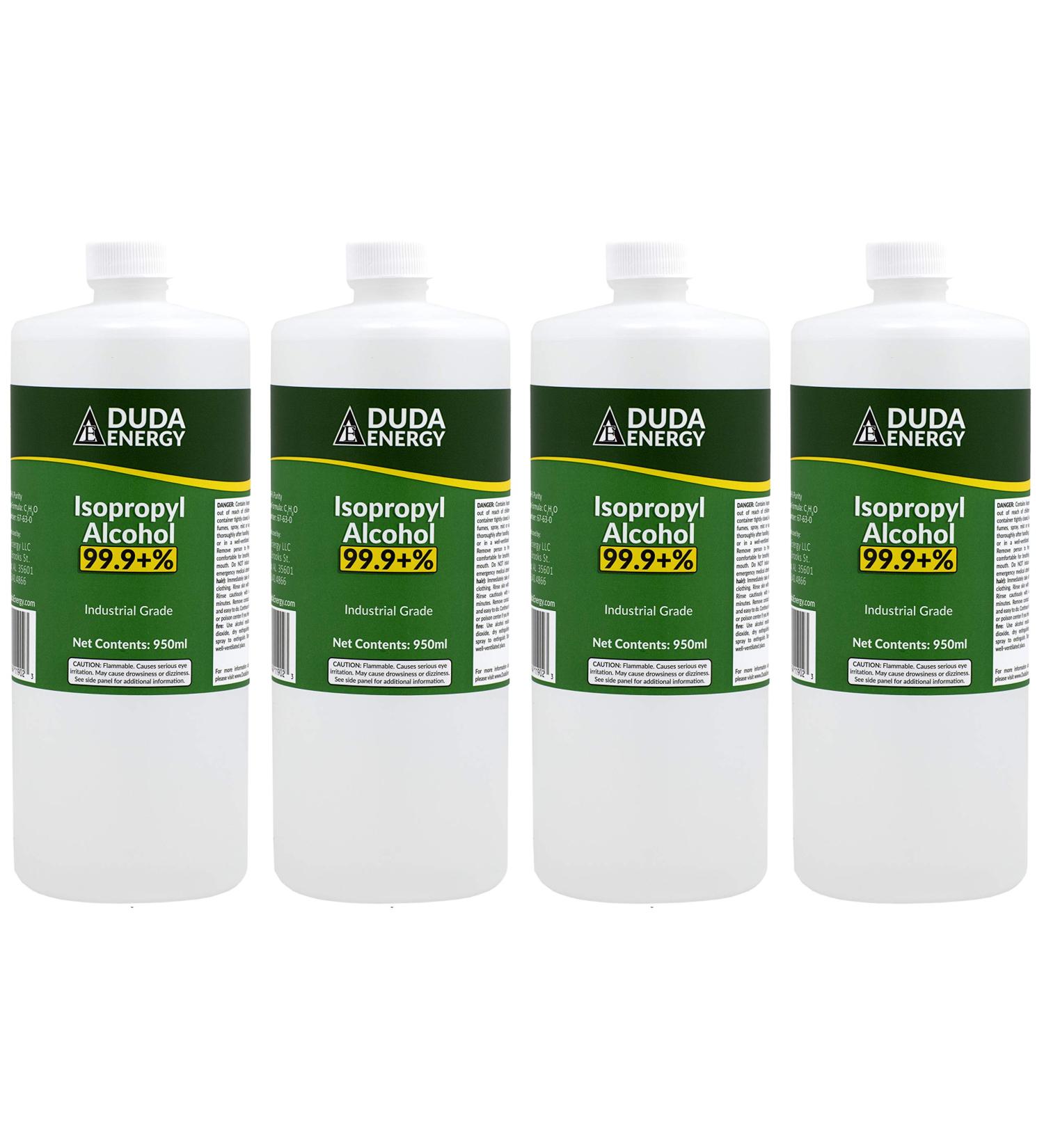 Duda Energy 99.9% Pure Isopropyl Alcohol Industrial Grade IPA Concentrated Rubbing Alcohol 1 Gallon - Pack of 4 (32.12 Fl Oz Each) - Buy Online on SooperMarket.com
