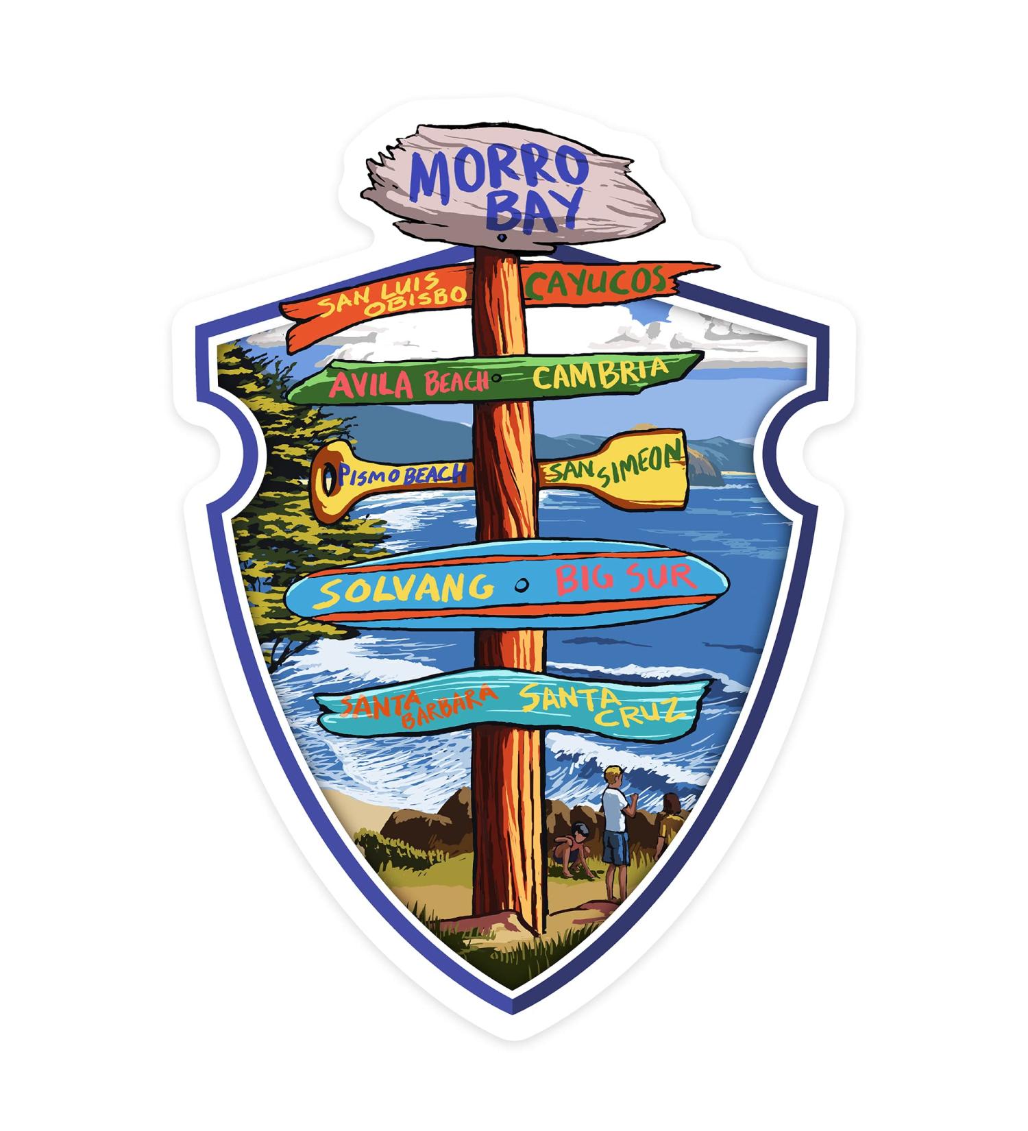 Die Cut Sticker Morro Bay  California  Destination Signpost  Contour Vinyl Sticker 1 to 3 inches (Waterproof Decal for Cars  Water Bottles  Laptops  Coolers)  Small Small Sticker - Buy Online on SooperMarket.com