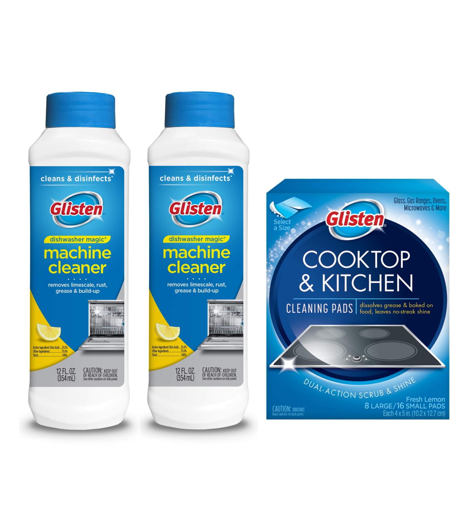 Glisten Dishwasher Magic 2-Pack Cleaner & Disinfectant with Cooktop & Kitchen Cleaning Pads - Buy Online on SooperMarket.com