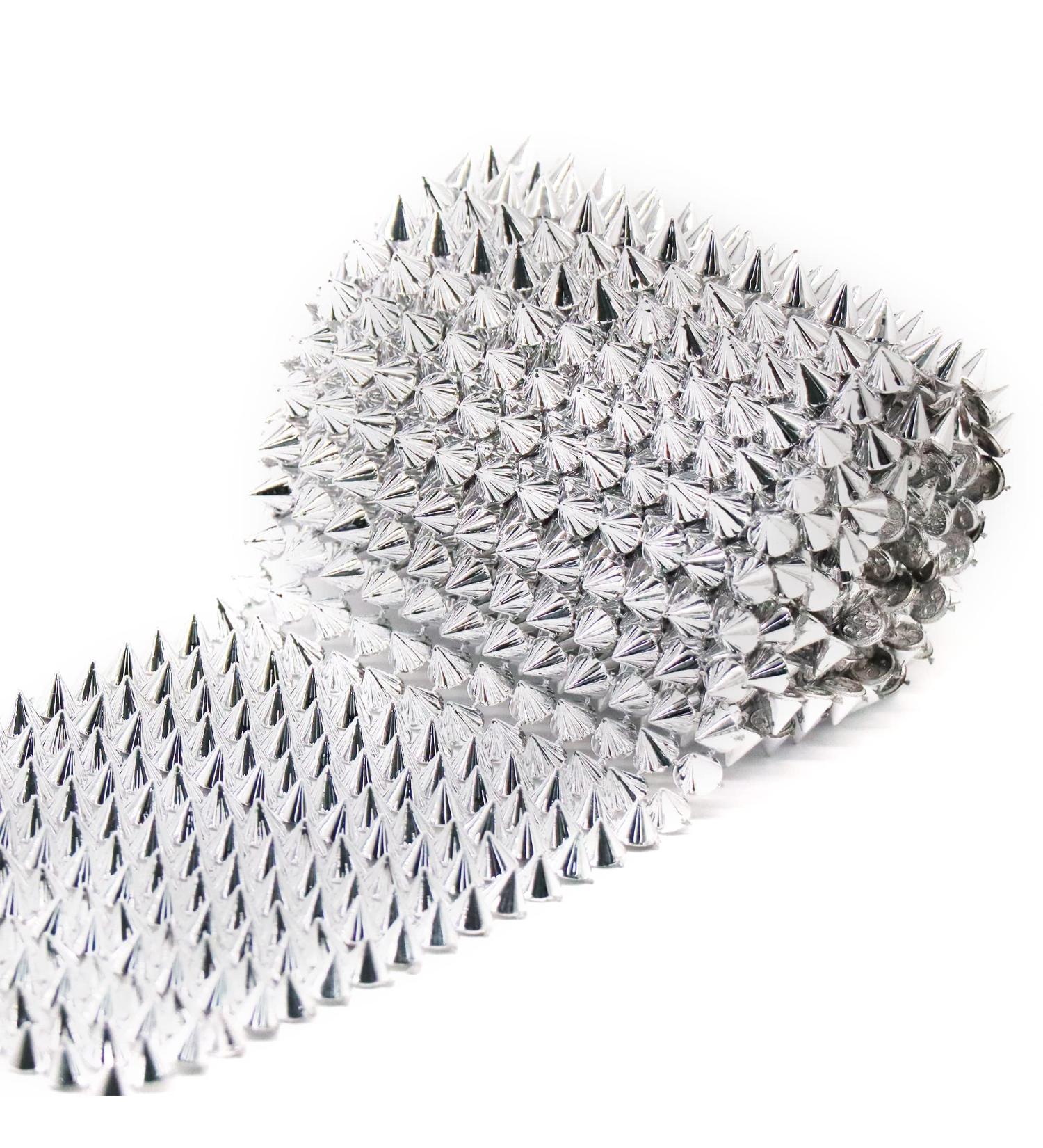 Jerler Sew Stitch Spikes for Arts & Crafts Decoration - Mesh Rivets Studs Beads Cone Spikes for Jackets, Clothing, Shoes - 1 Yard, Silver - Buy Online on SooperMarket.com