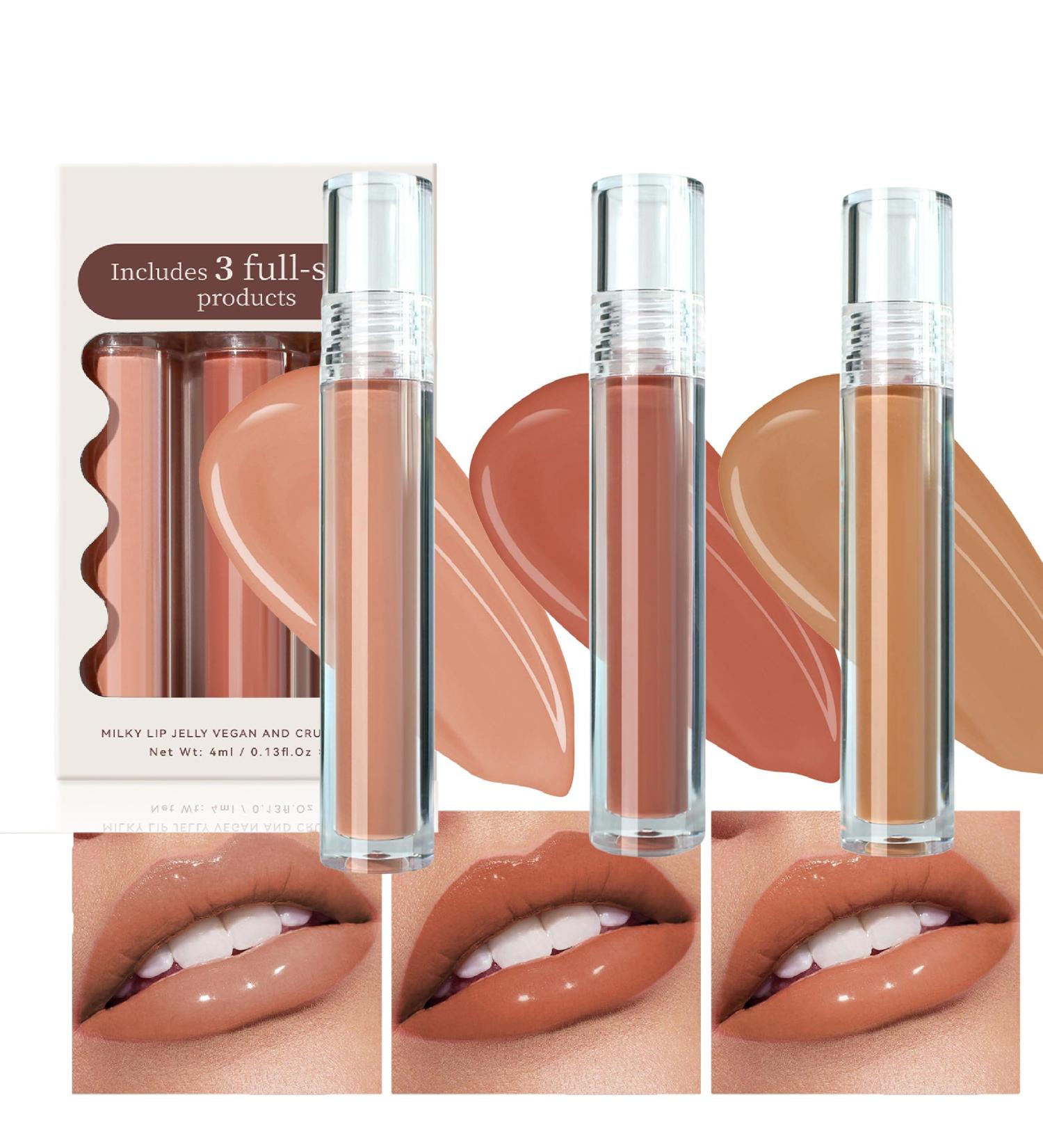 Shop Hydrating Lip Gloss Set for Women | Plumping Moisturizing Lip Tints & Glossy Shine - 3 Color Velvet Finish - Buy Online on SooperMarket.com