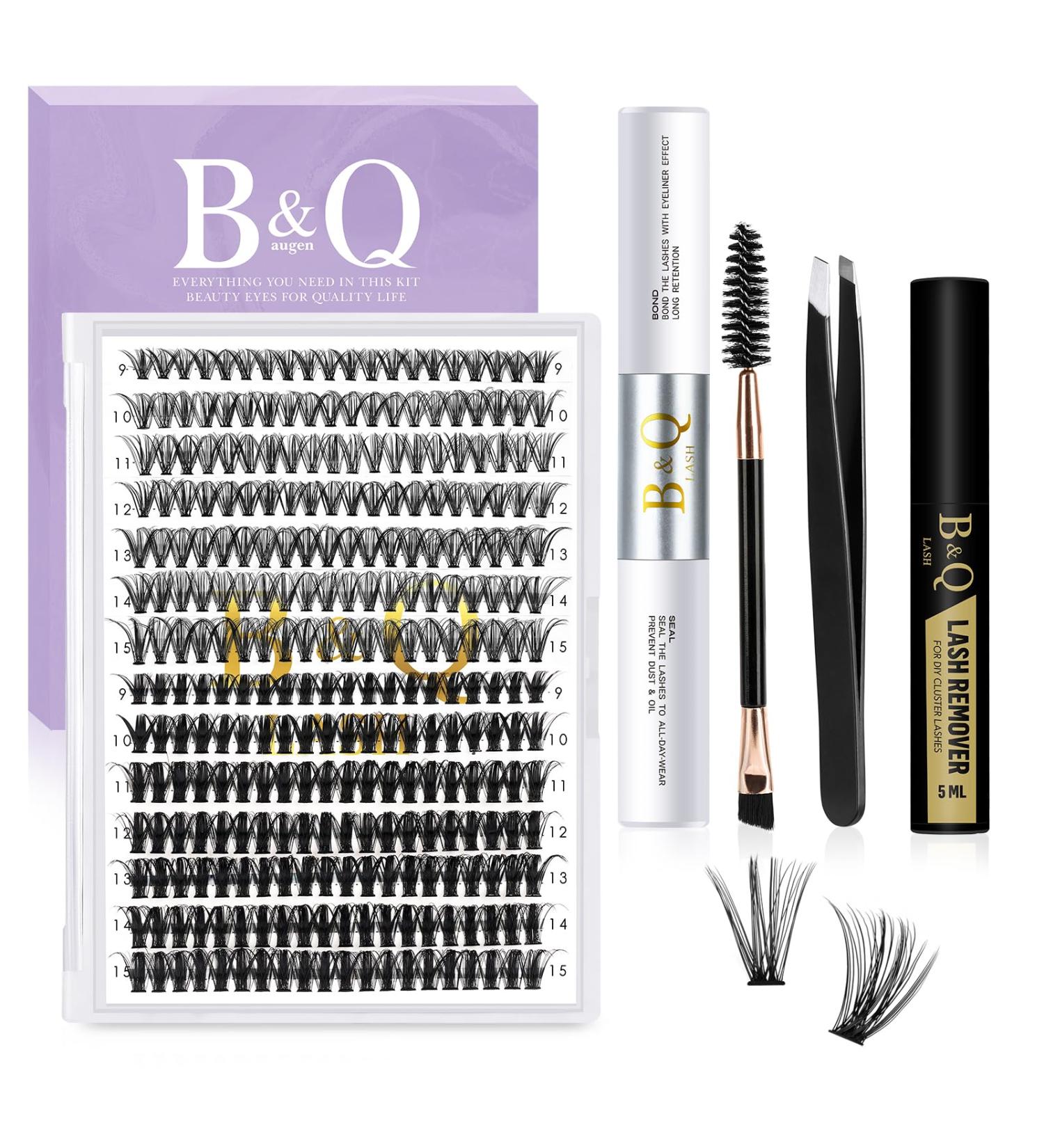 Premium LASH Extension Set B & Q - 280 PCs 0.07D 9-15 Mix | Complete Eyelash Extensions with Adhesive & Applicator for Beginners - Buy Online on SooperMarket.com