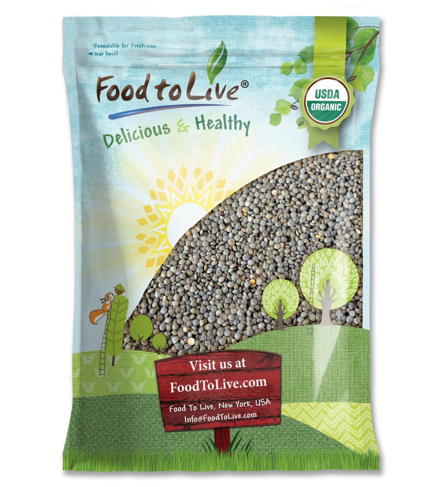 Organic French Green Lentils 10 Pounds - Non-GMO Whole Dry Beans | Raw Sproutable Vegan Kosher Bulk - High in Folate, Fiber, Plant-Based Protein | Ideal for Soups, Chili, Stews, Curries - Buy Online on SooperMarket.com