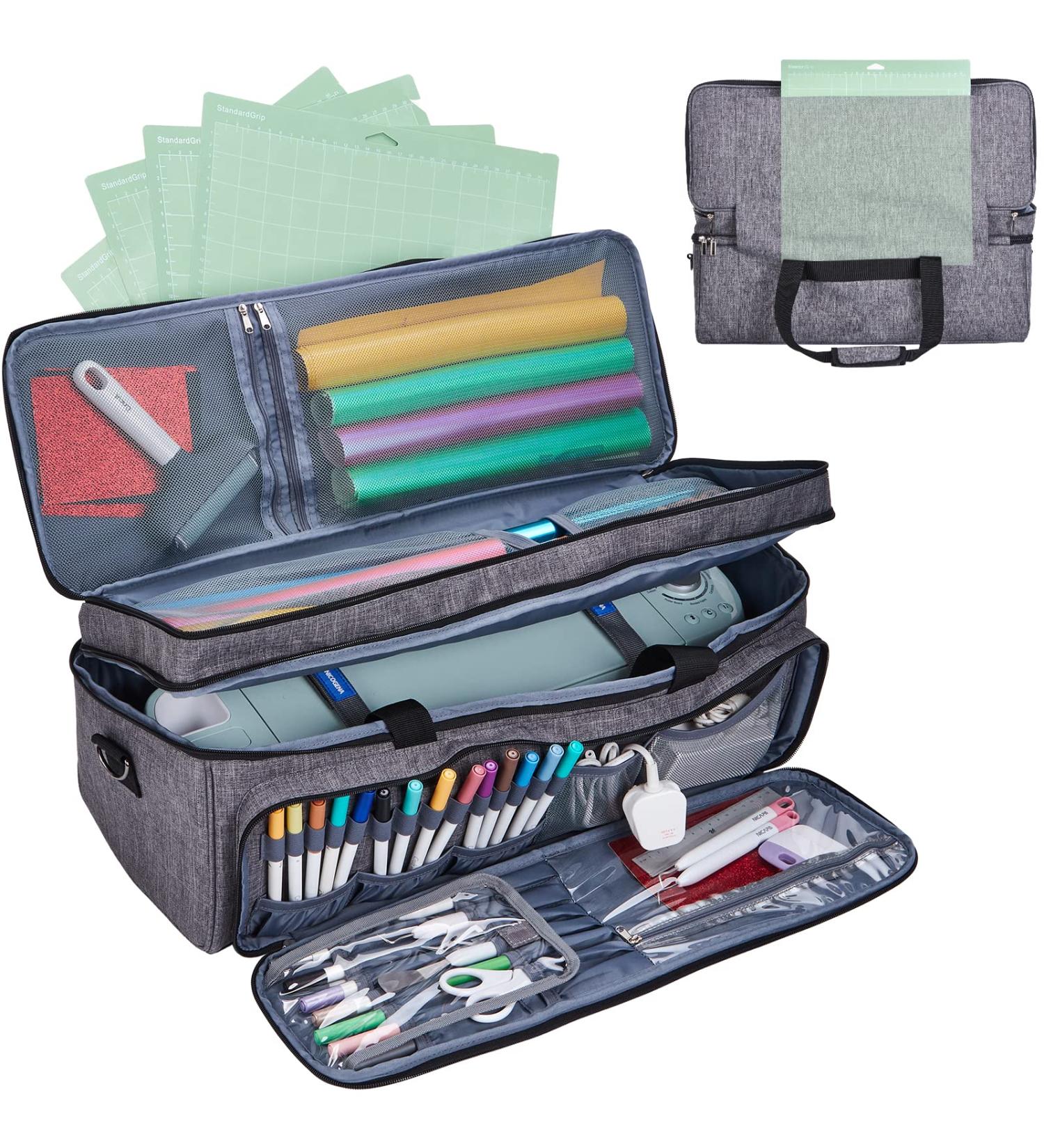 NICOGENA Double Layer Carrying Case for Cricut Explore Air 2 & Maker - Grey | Mat Pocket & Large Front Pockets for Tools & Supplies - Buy Online on SooperMarket.com