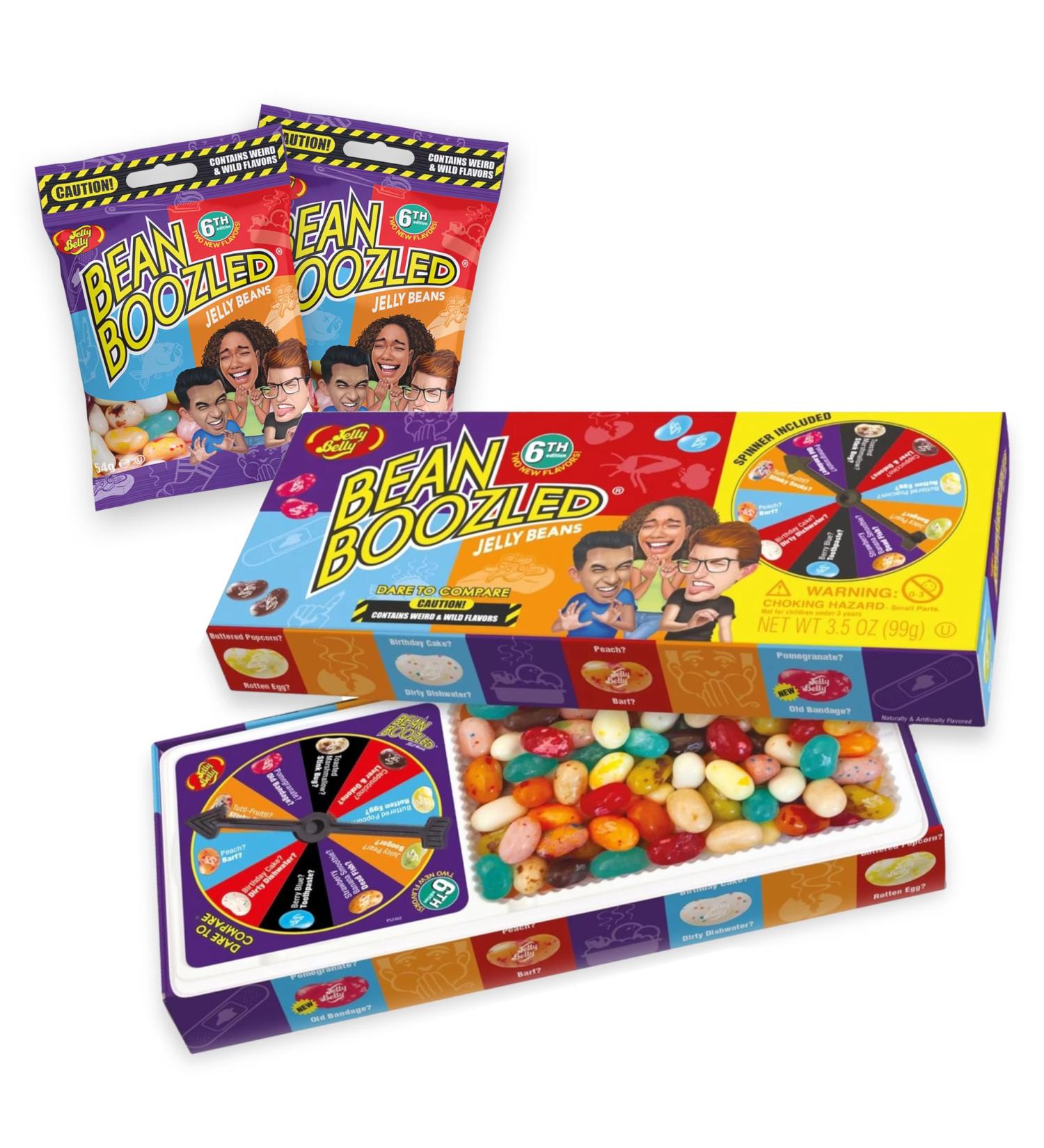 Jelly Belly Beans Boozled Wheel of Fortune Set - 6th Gen 100g + 2x54g Bags | Disgusting Taste Duels for Parties & Game Nights - Buy Online on SooperMarket.com