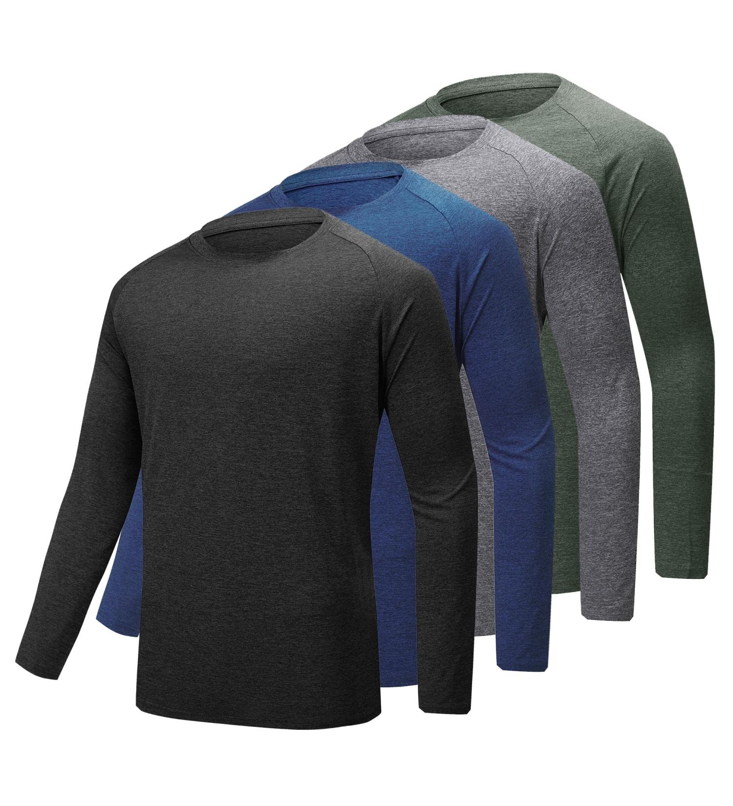 BALENNZ Men's Moisture Wicking UV Sun Protection Long Sleeve Tee - Heather Black/Blue/Dark Grey/Army Green - Size X-Large - Buy Online on SooperMarket.com