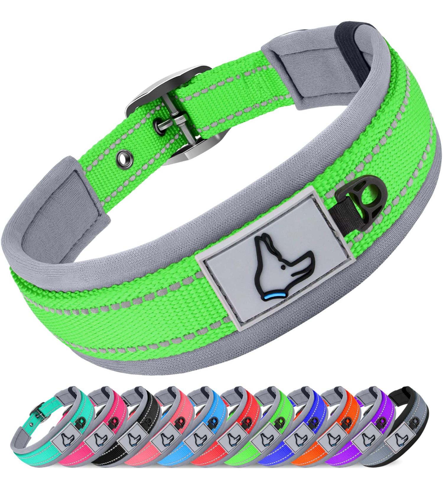 Joytale Softly Padded Neoprene Dog Collar for Small Dogs - Reflective Nylon Wide Collar in Green - 1 Pack - Buy Online on SooperMarket.com